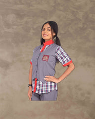 Kendriya Vidhyalaya Full Girls School Uniform Kamiz, Chudidhar with Waistcoat, Readymade Stitched, Regular Fit, Std IX to XII