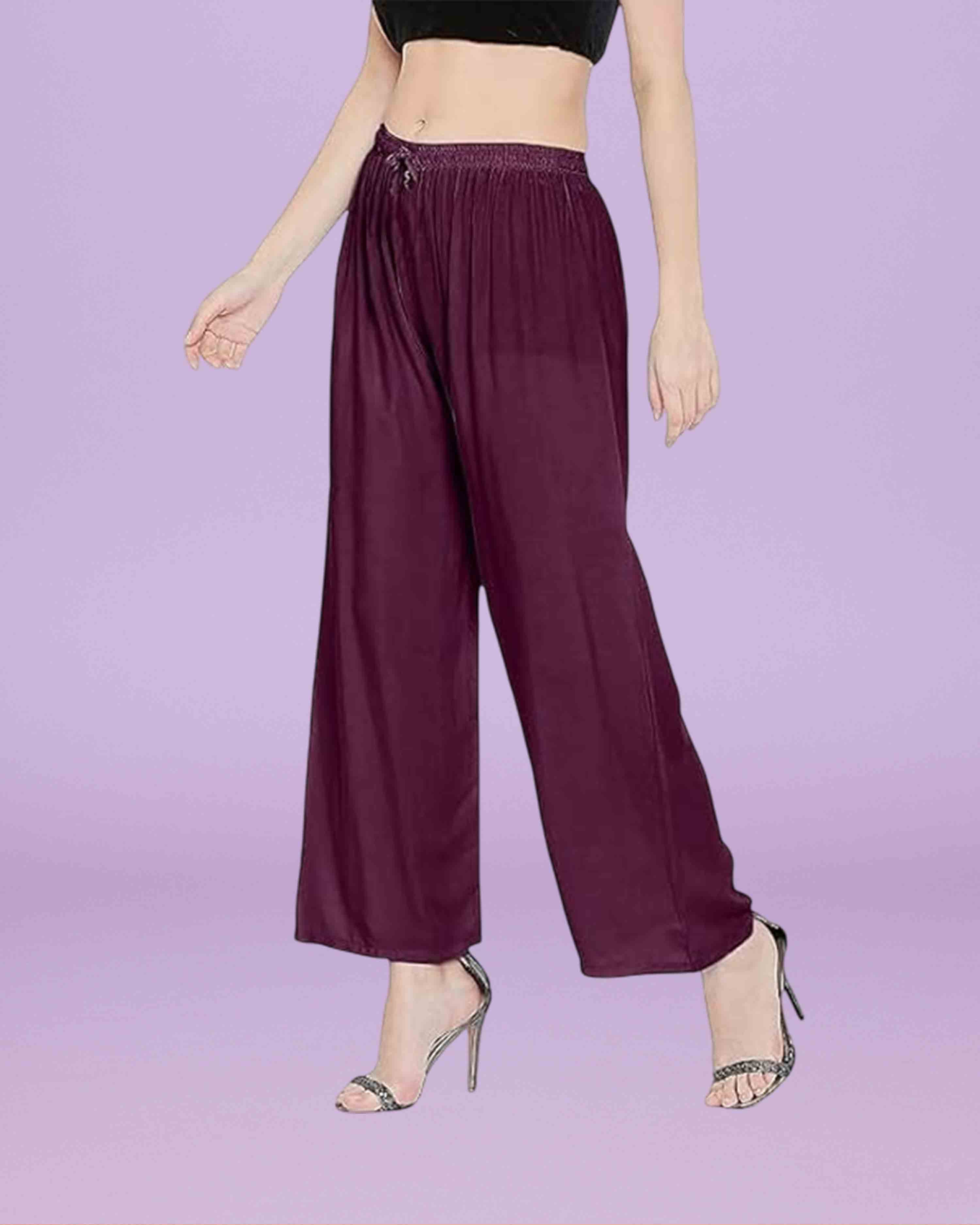 Women's Relaxed Cotton Rayon Palazzo | Regular Fit Palazzo Pants | Solid Relaxed Bottom Pants for Women & Girls combo