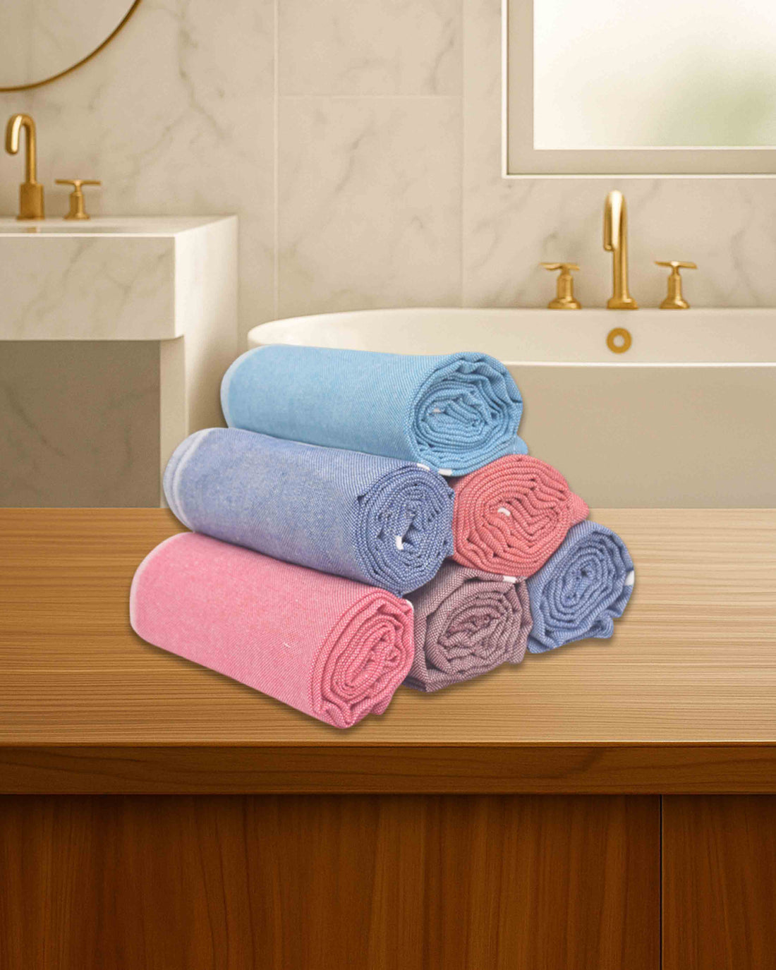 Kerala Traditional Cotton Bath Towel/Thorthu | Light Weight Kerala Thorth & Stitched Towels for Men | (30 X 65 CM, Large Size) Plain Pattern Towels(Multicolor)