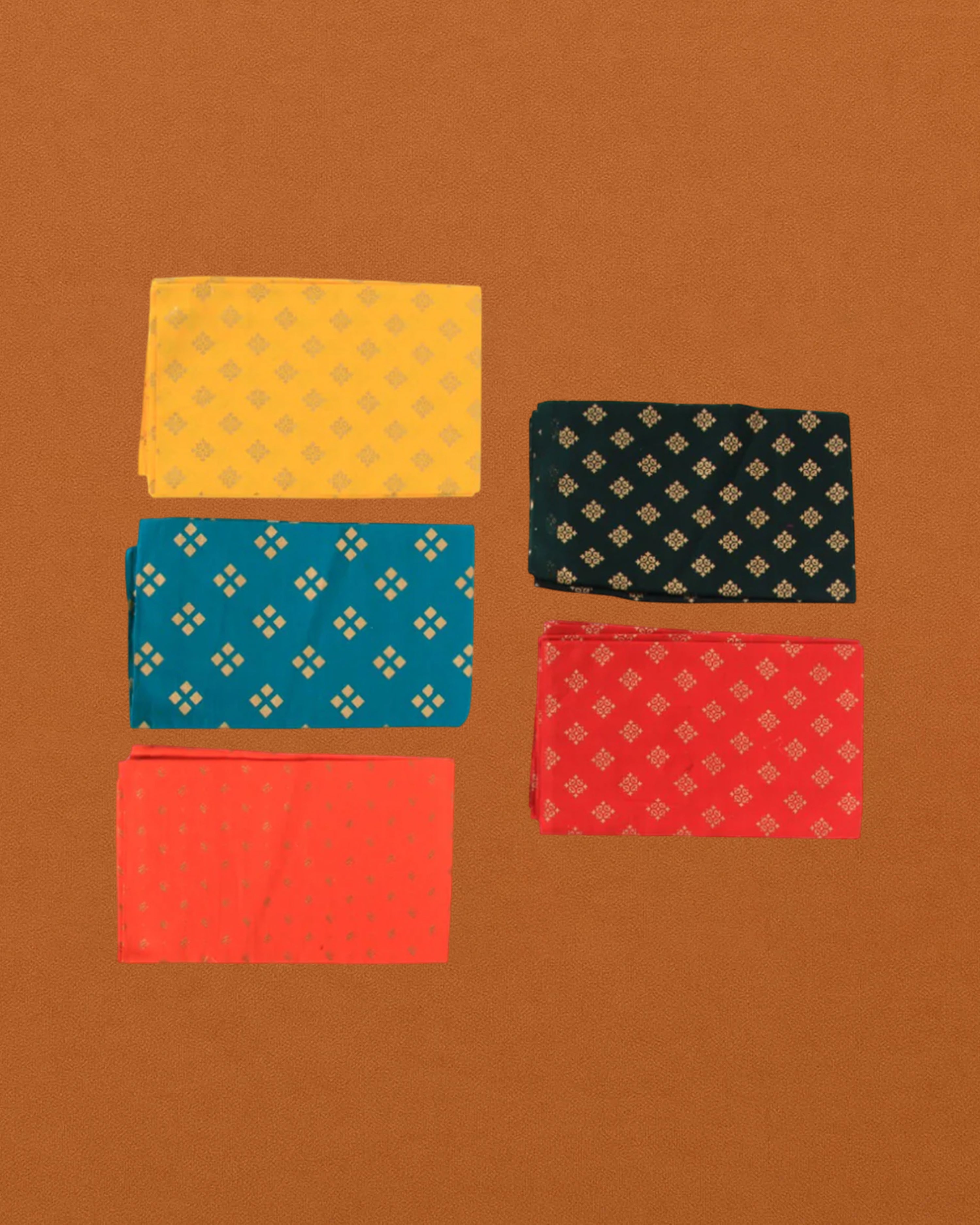 Cotton Blouse Material 1metre | Combo Set of 5 | Gold Printed Blouse