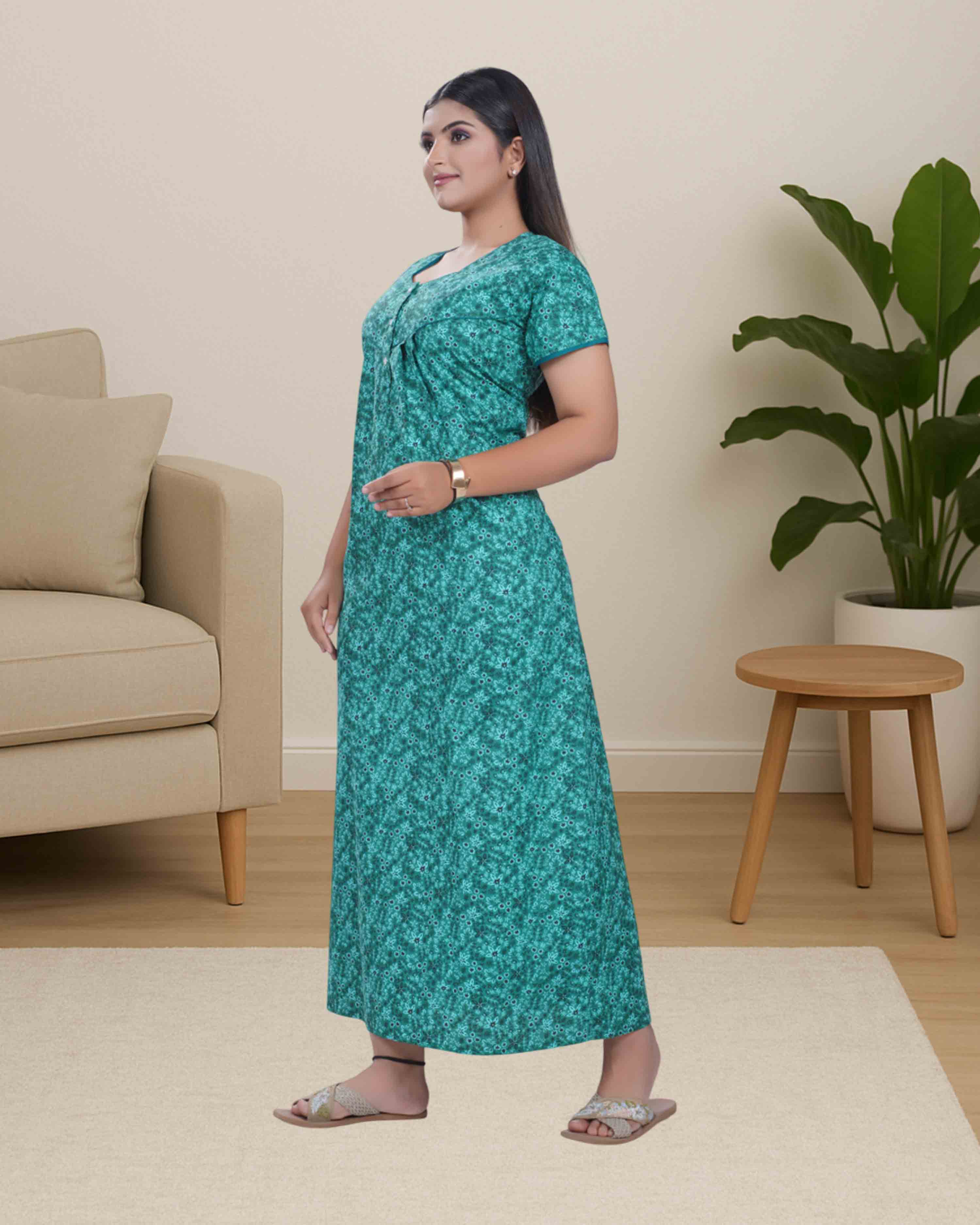 Cotton nighty - green