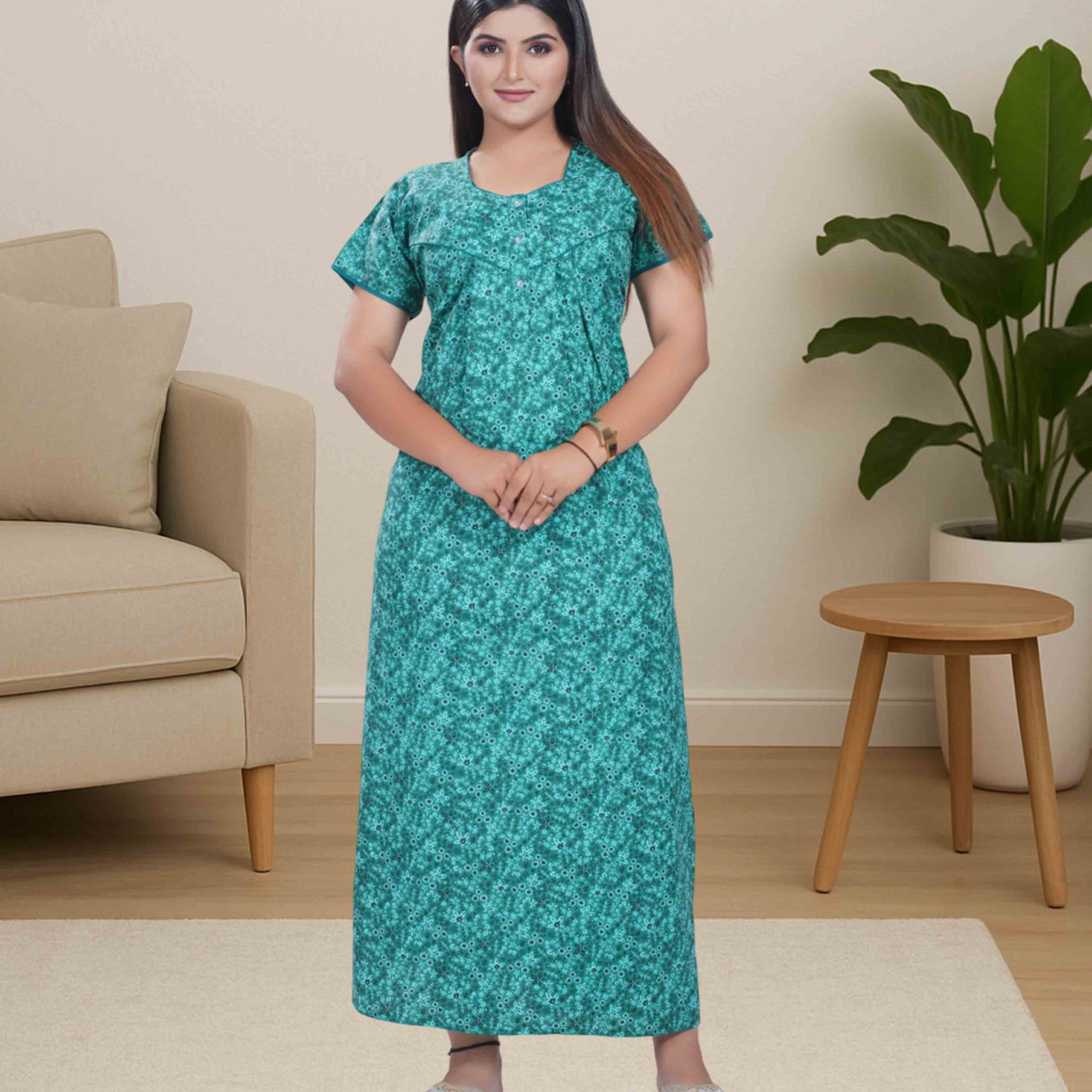 Cotton nighty - green