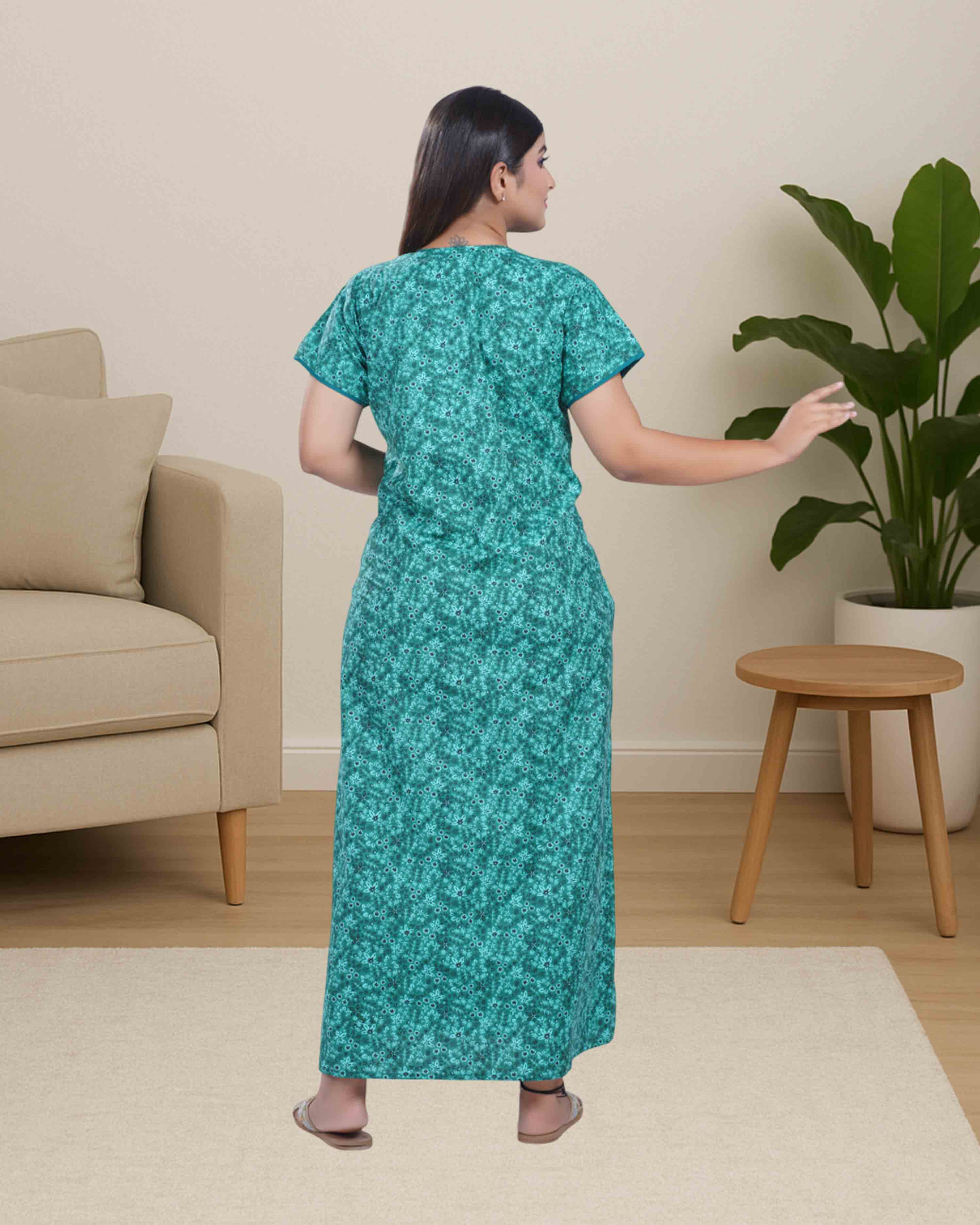 Cotton nighty - green
