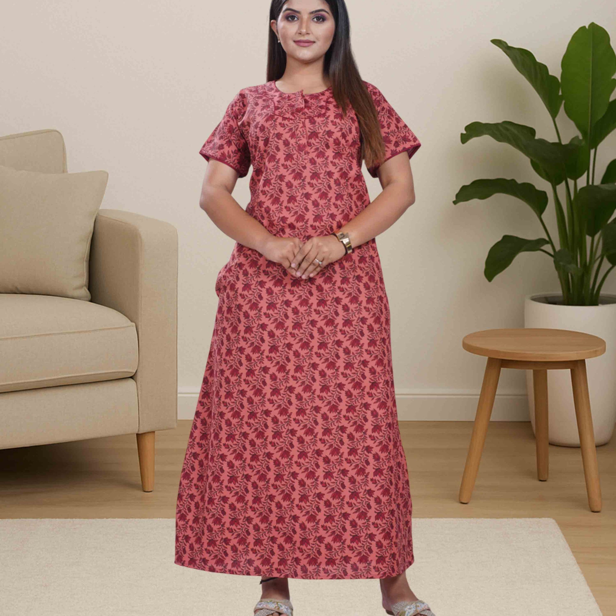 Cotton nighty - light pink