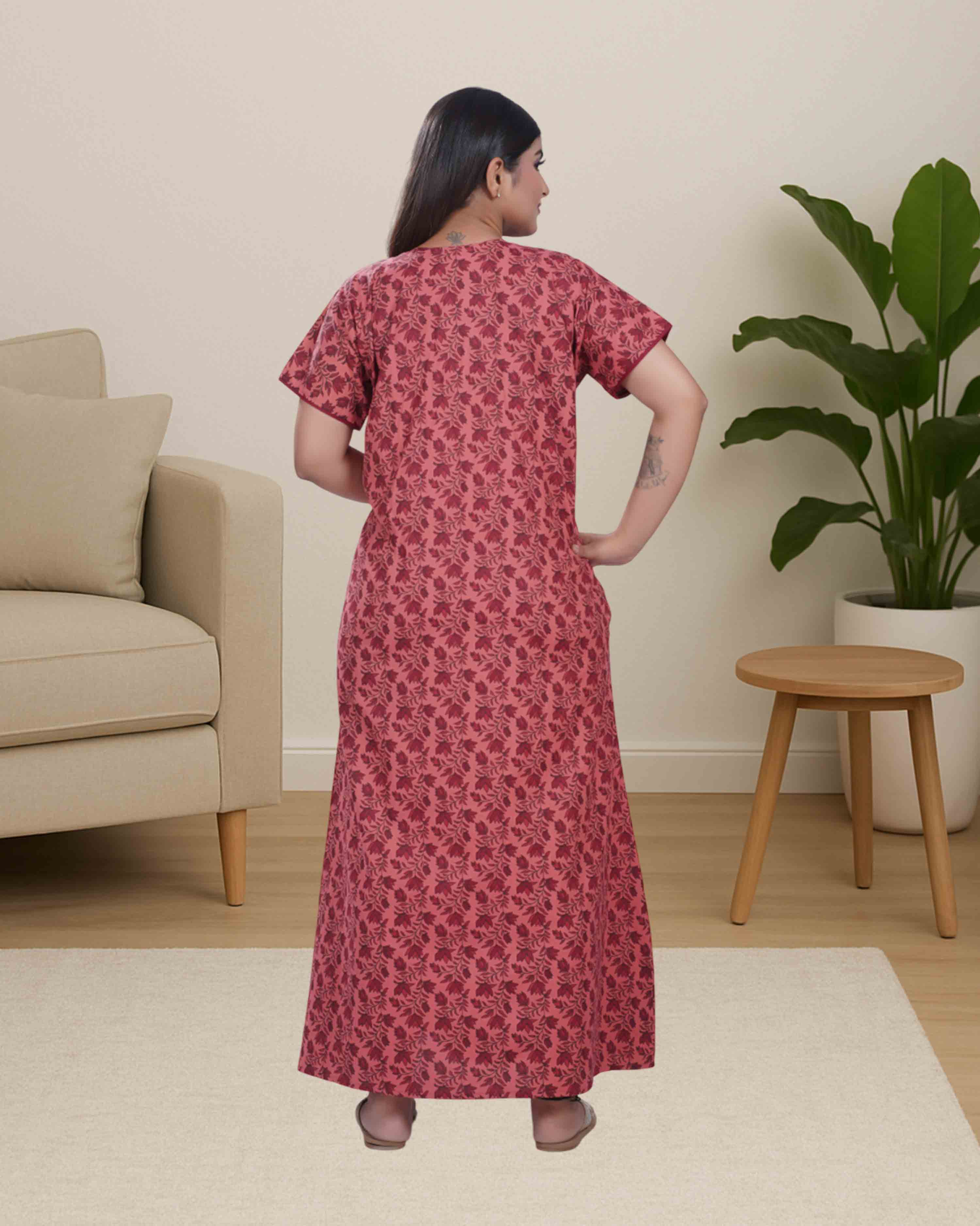 Cotton nighty - light pink