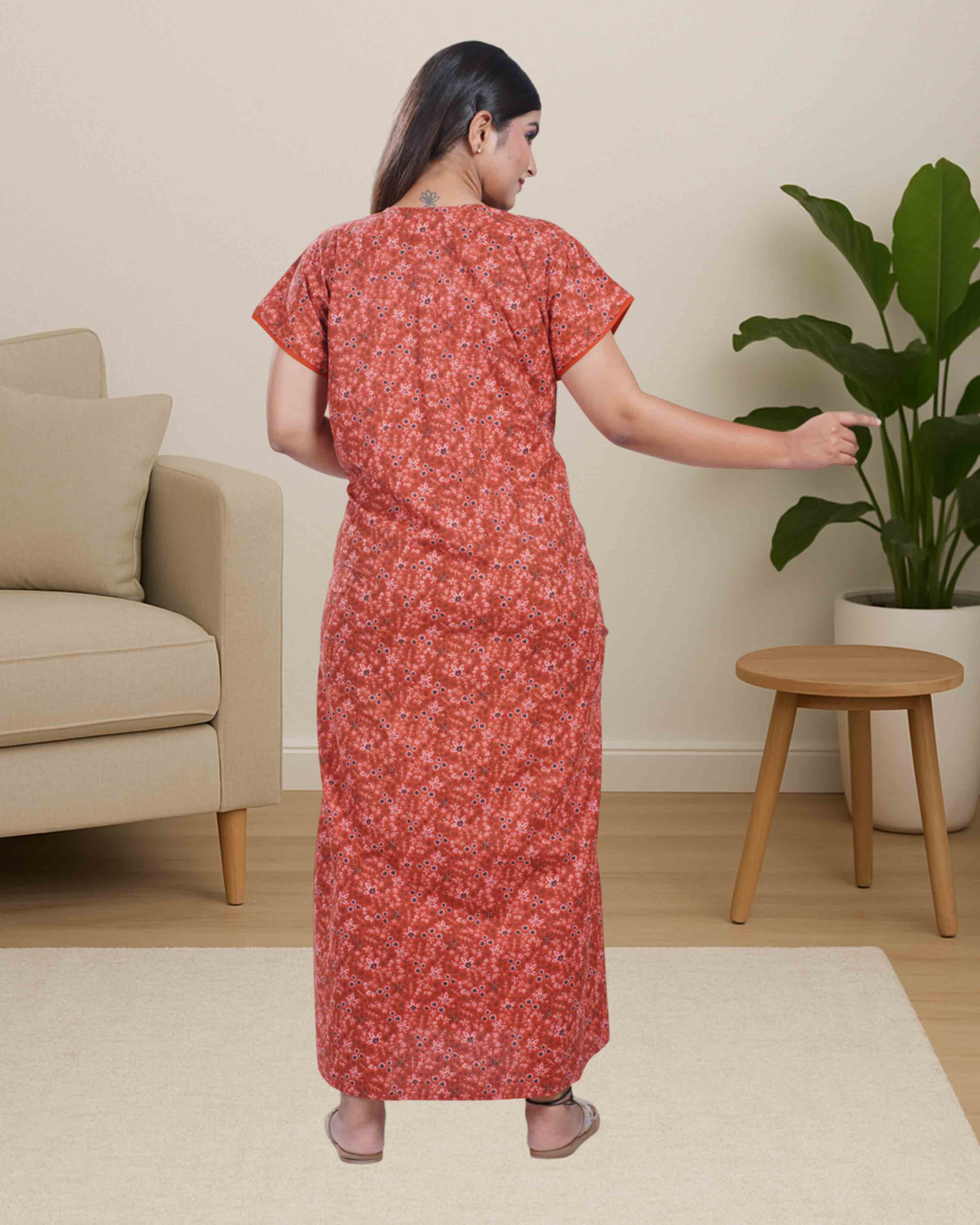 Cotton nighty - maroon