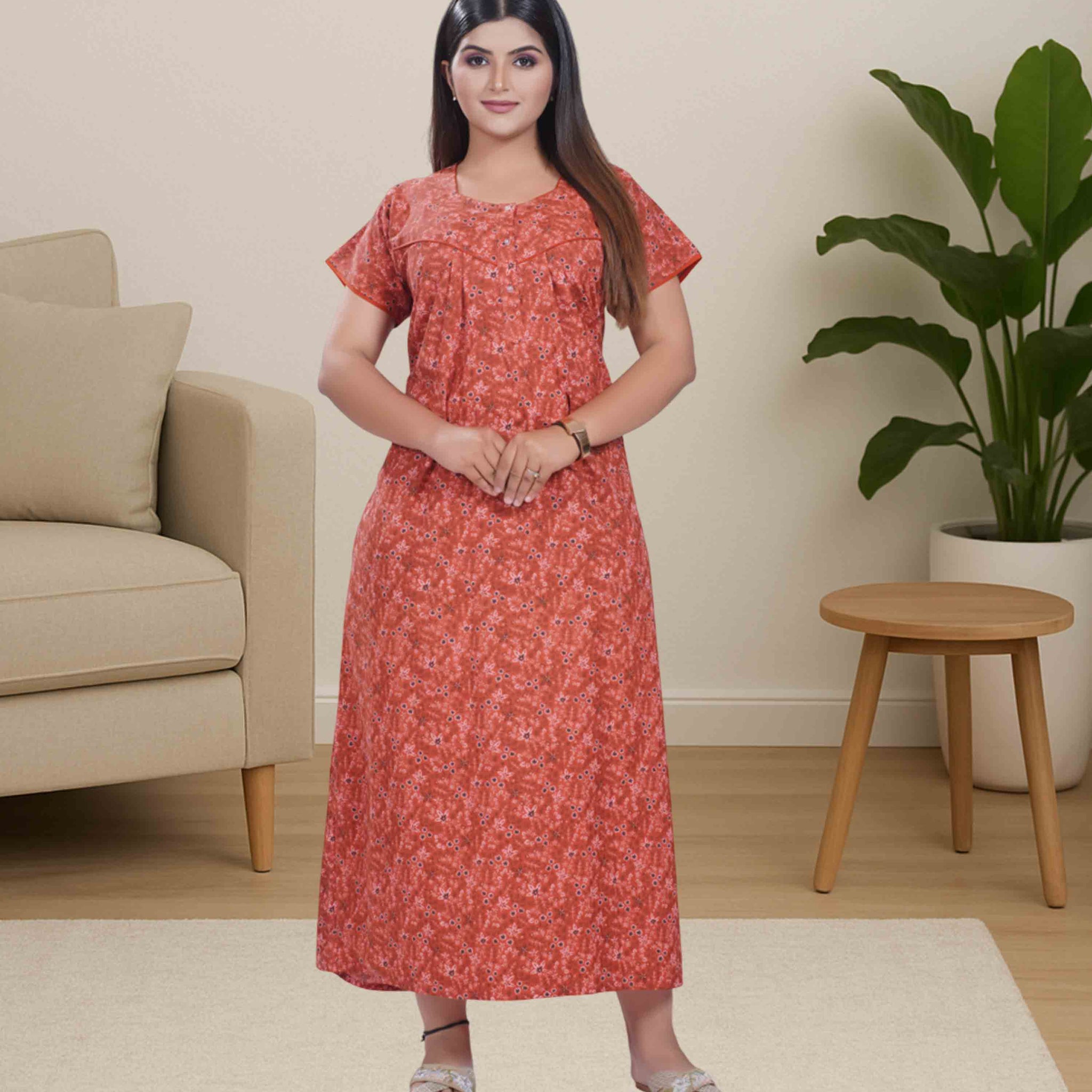 Cotton nighty - maroon