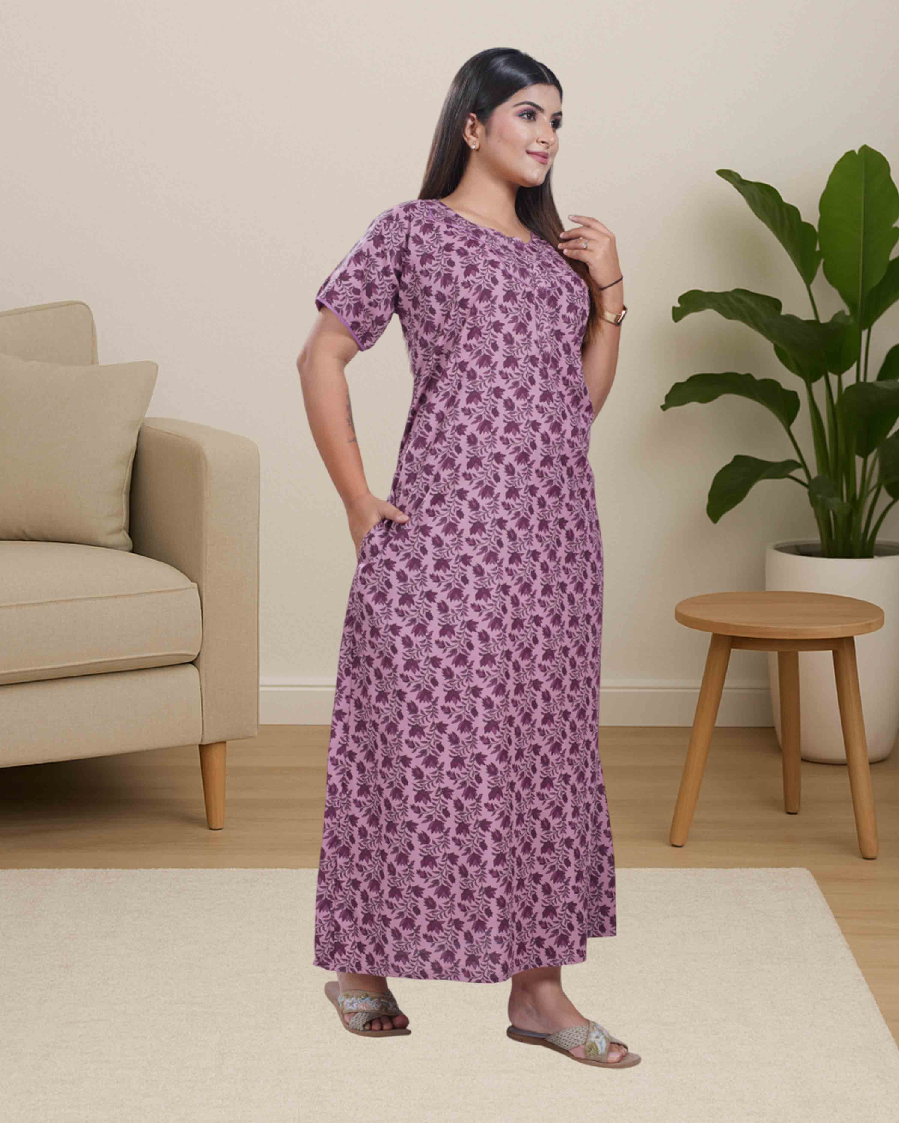 Cotton nighty - violet