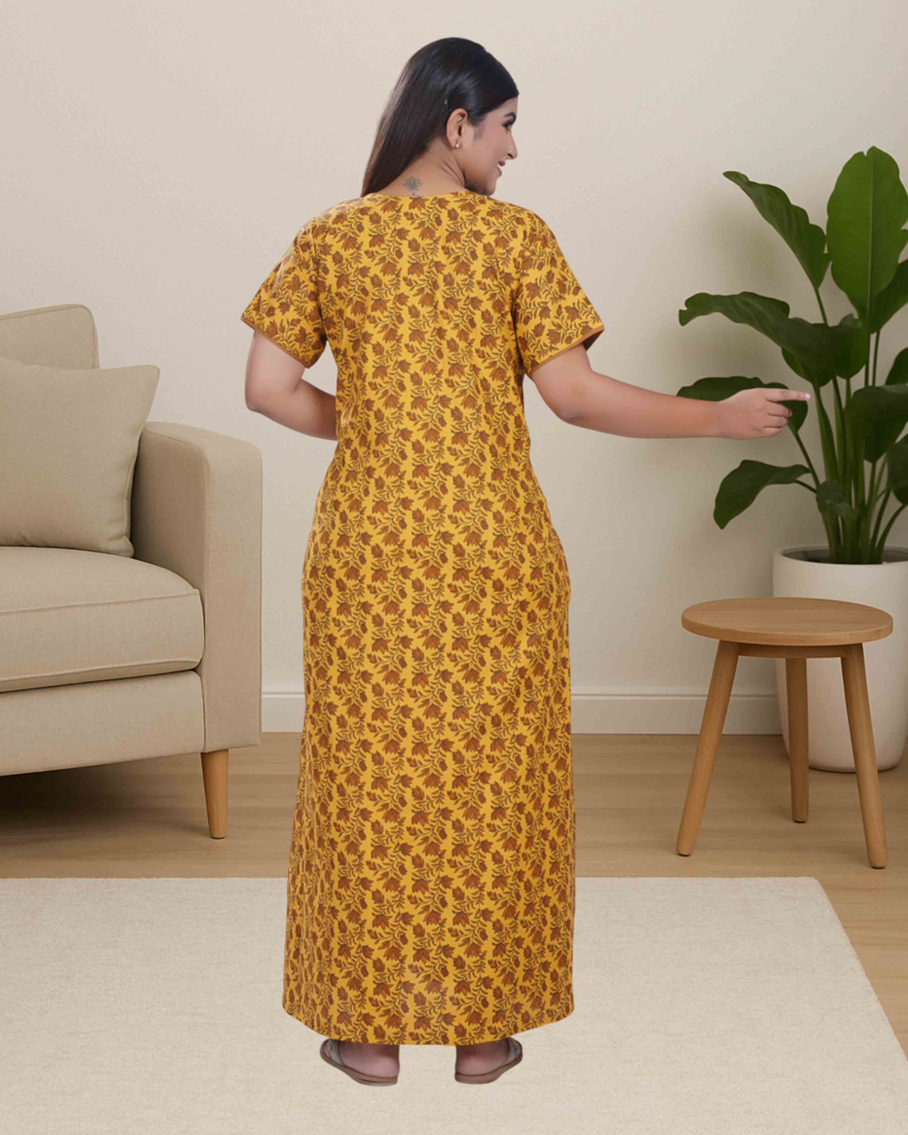 Cotton nighty - yellow