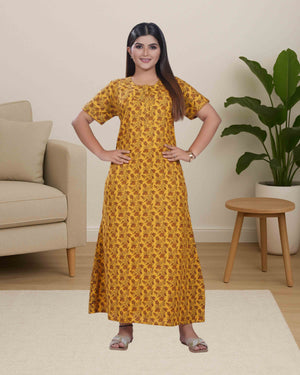 Cotton nighty - yellow