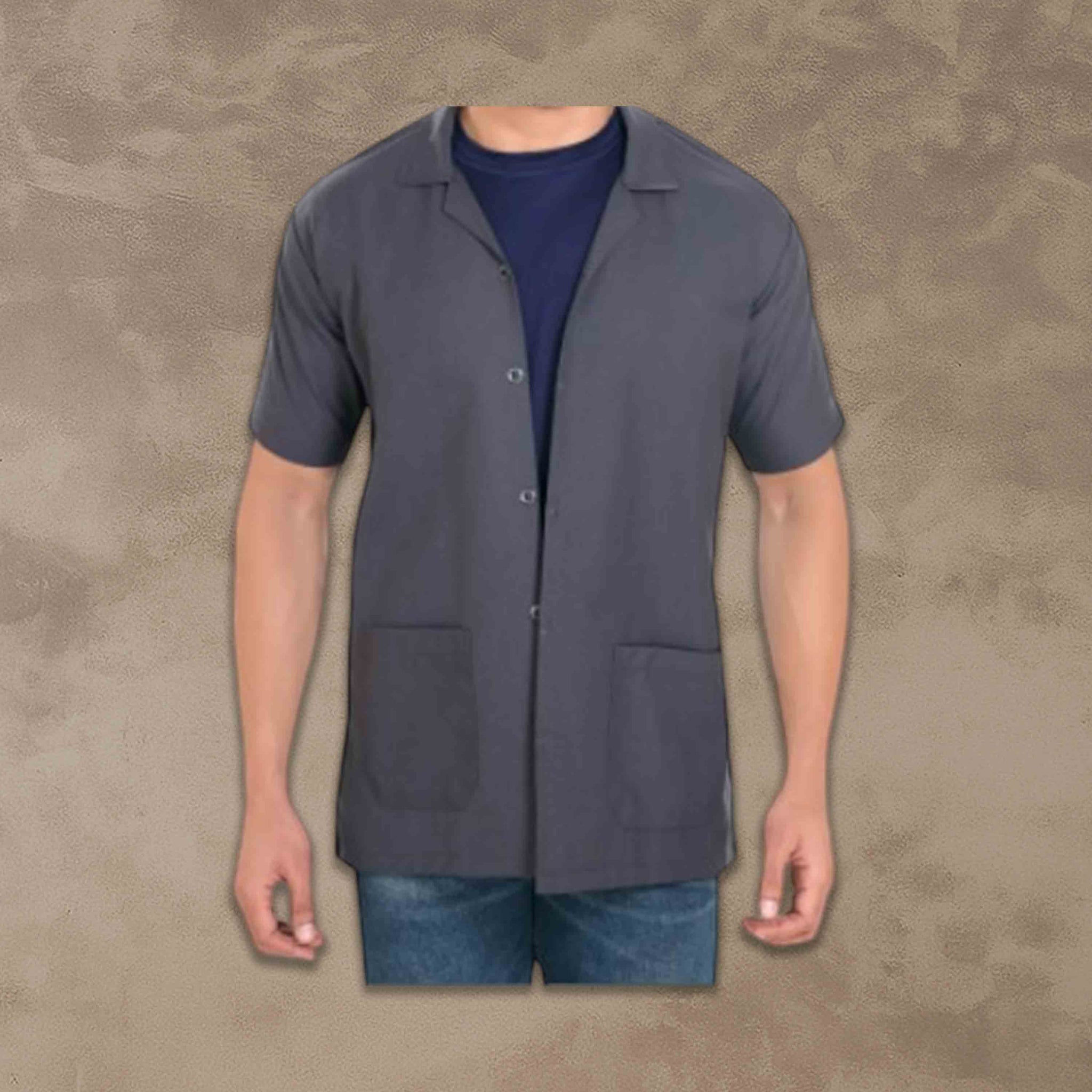 Casual Style Lab Coat For Chemistry Lab & Medical Students | Half Sleeves Lab Coat for All Professional Diagnostics, Technicians, Laboratory - Dark Grey