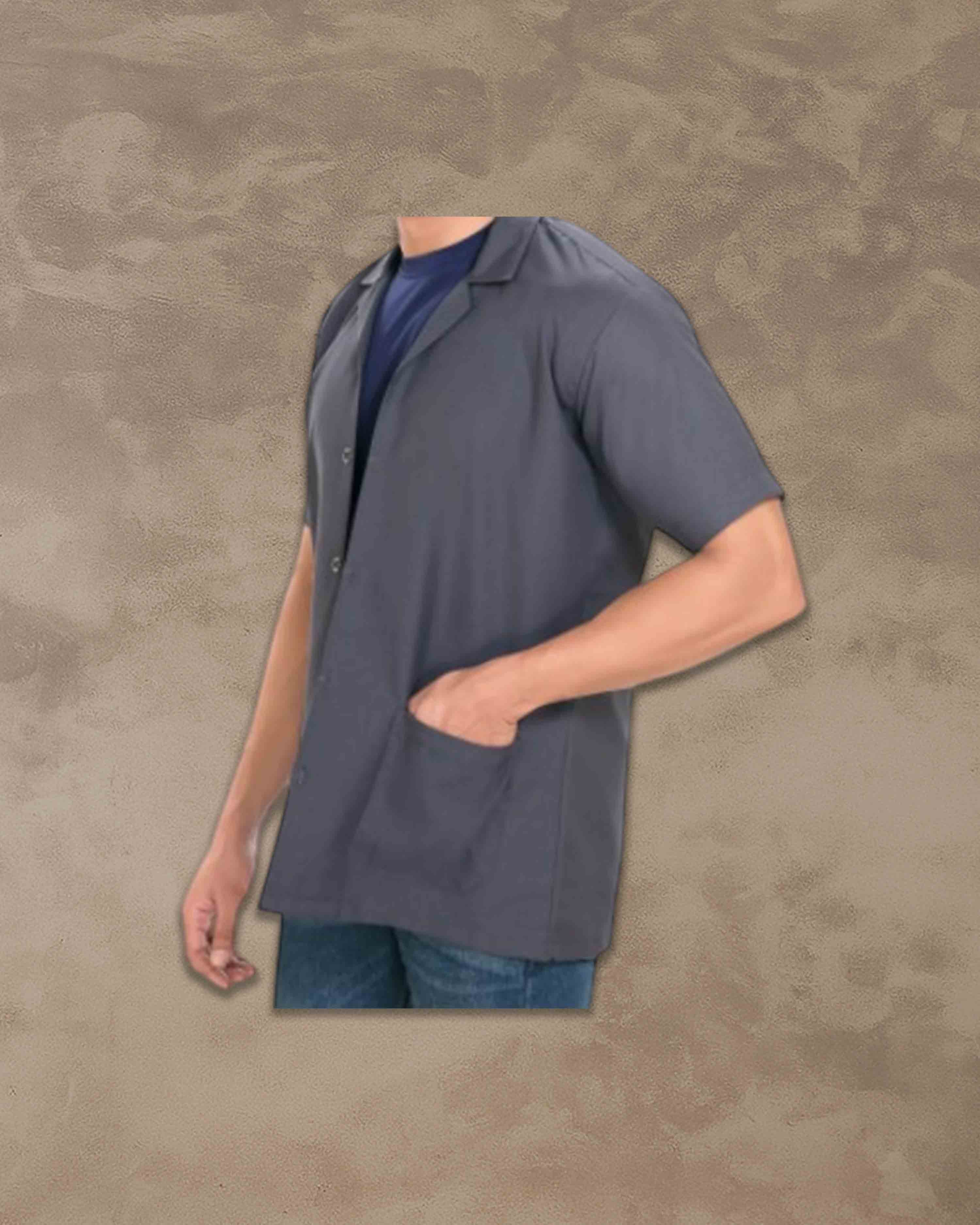 Casual Style Lab Coat For Chemistry Lab & Medical Students | Half Sleeves Lab Coat for All Professional Diagnostics, Technicians, Laboratory - Dark Grey
