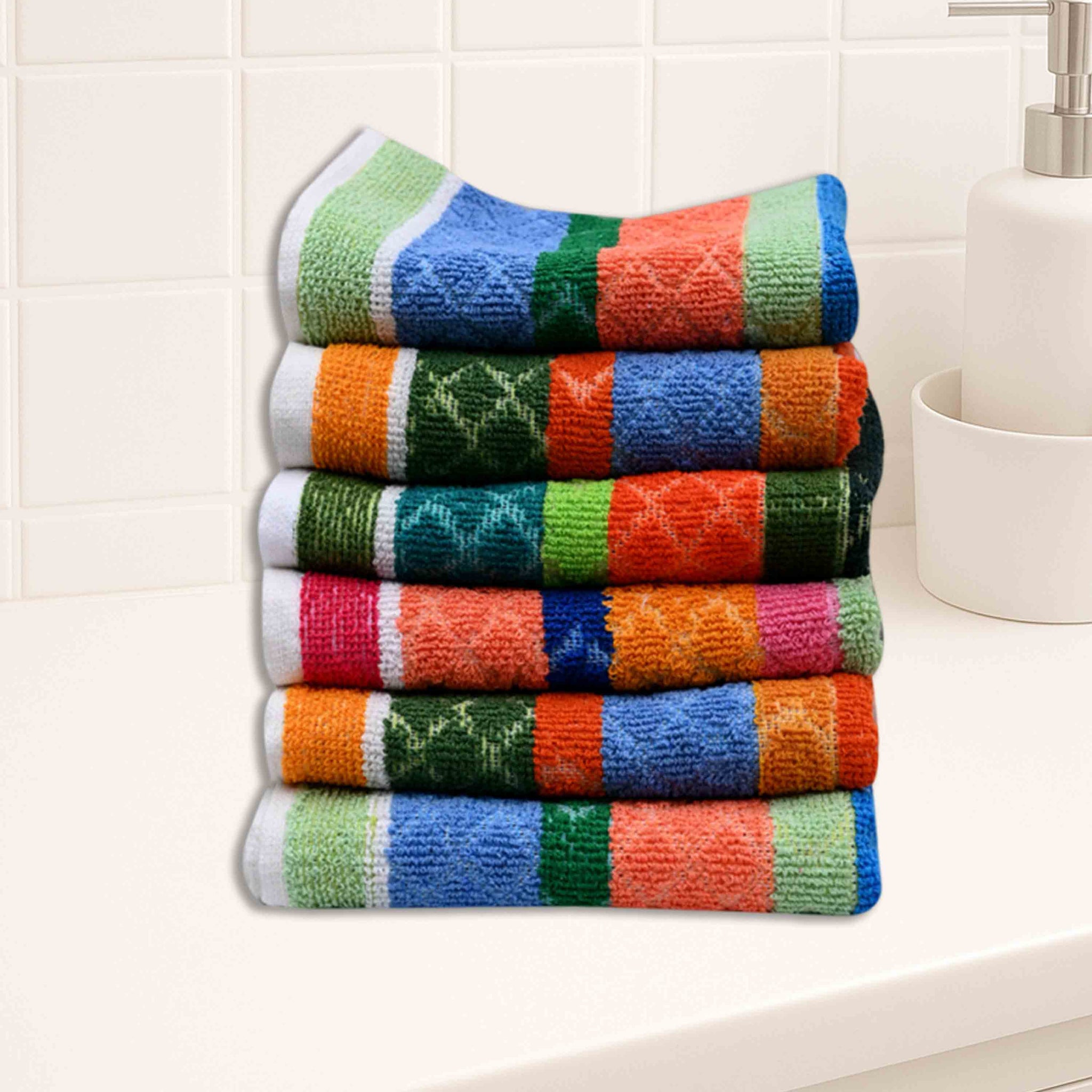 Cotton Striped Hand Towels High Absrobent Enjoy Towels (Multi Color)