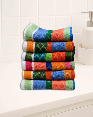 Cotton Striped Hand Towels High Absrobent Enjoy Towels (Multi Color)