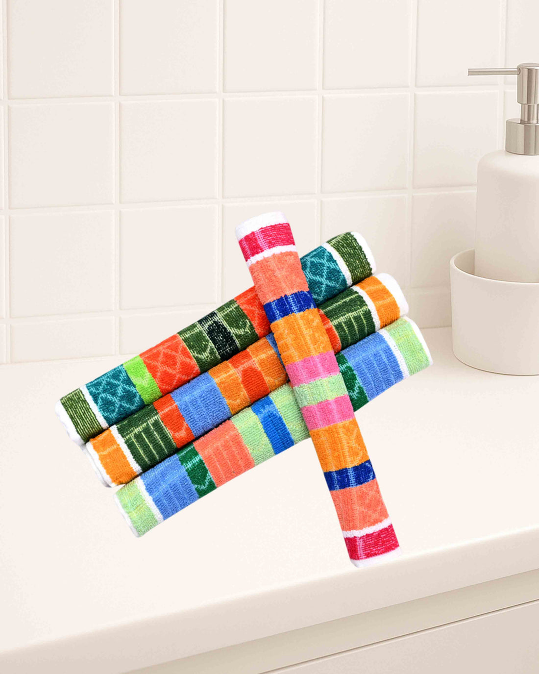 Cotton Striped Hand Towels High Absrobent Enjoy Towels (Multi Color)