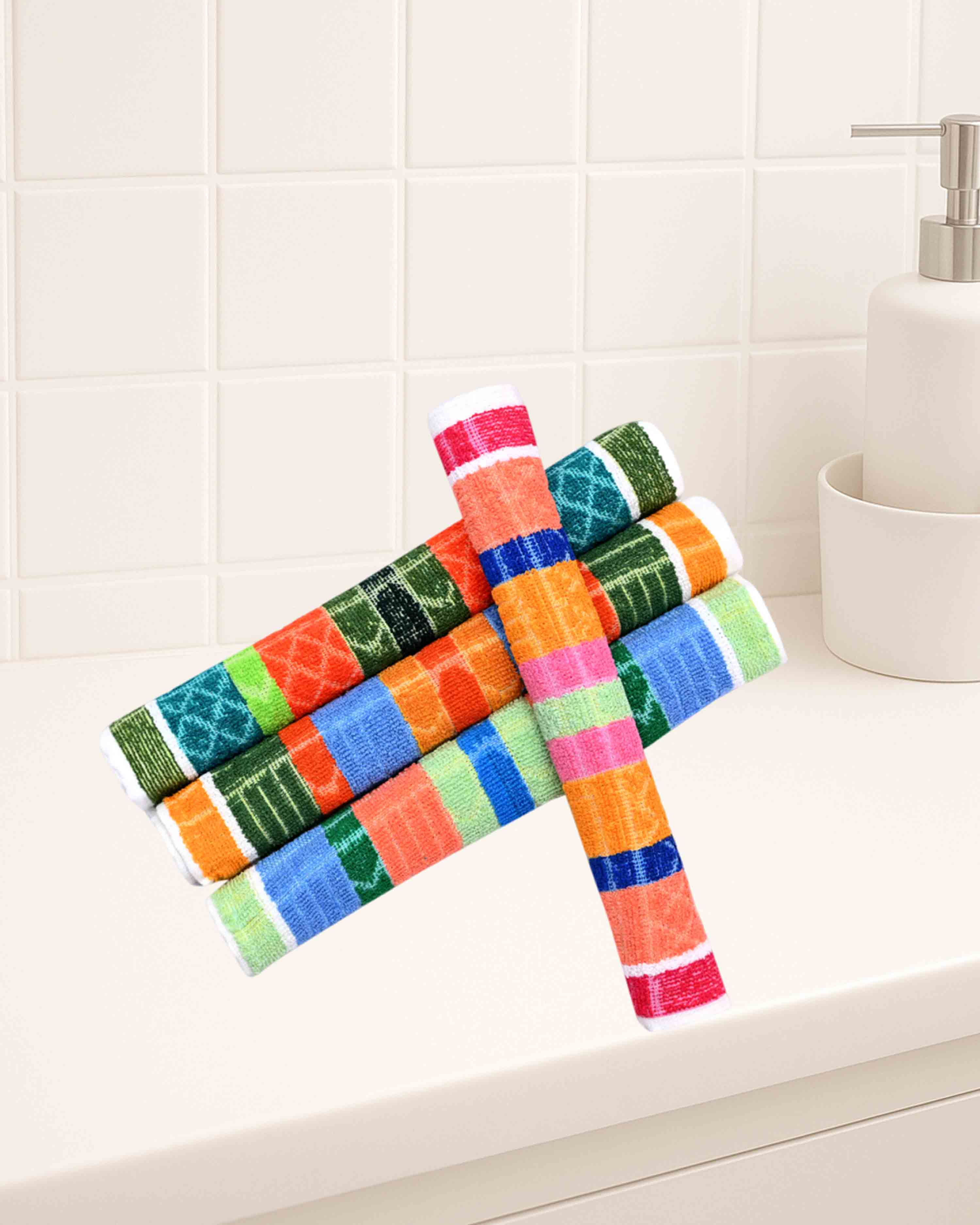 Cotton Striped Hand Towels High Absrobent Enjoy Towels (Multi Color)