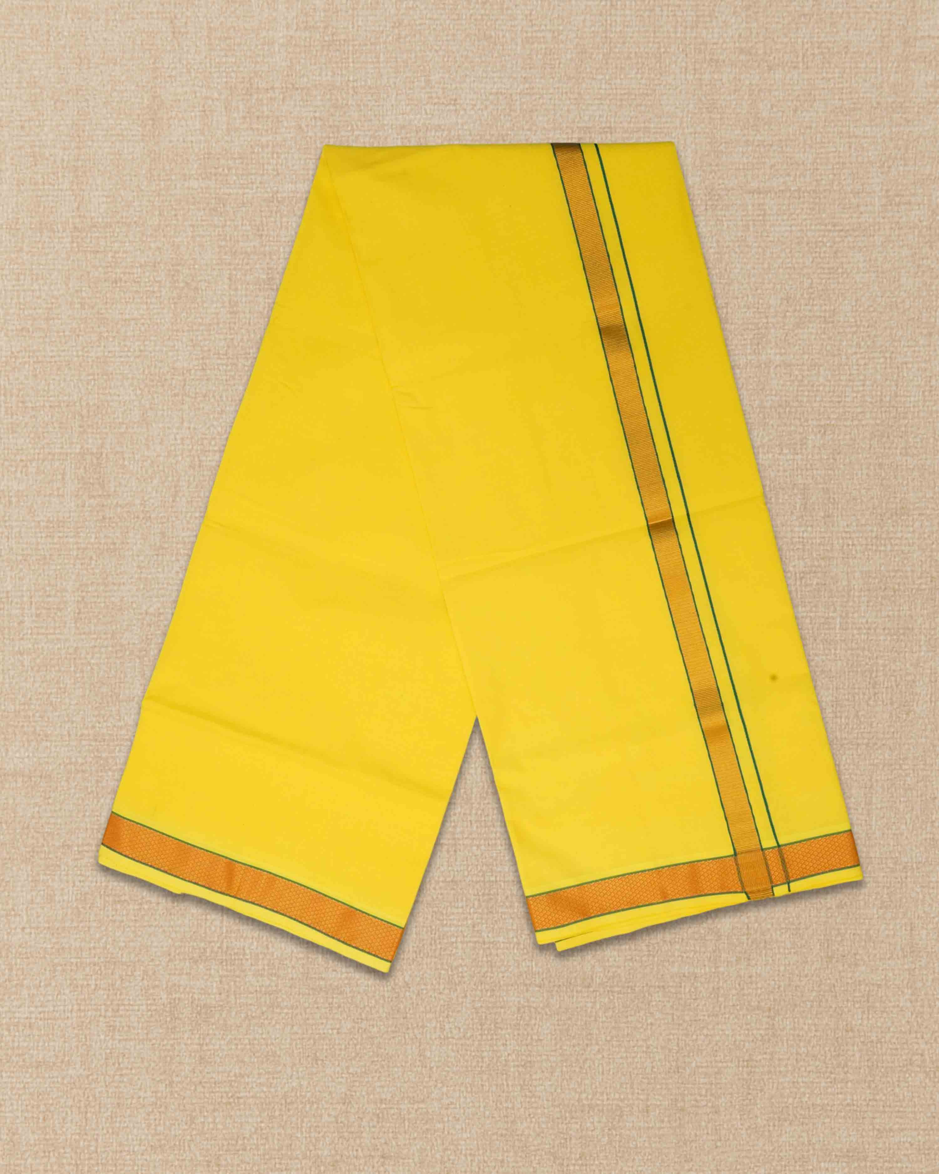 Mens Colour Jari Cotton dhoti for Pooja | 2 Meter Dhoti Activ