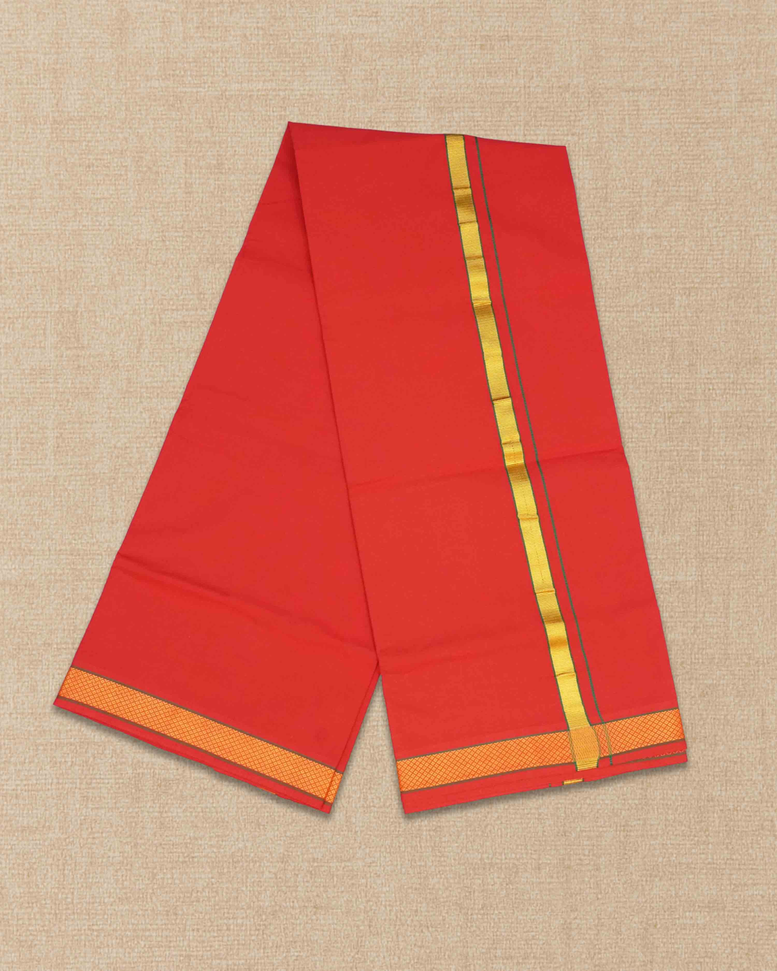 Mens Colour Jari Cotton dhoti for Pooja | 2 Meter Dhoti Activ