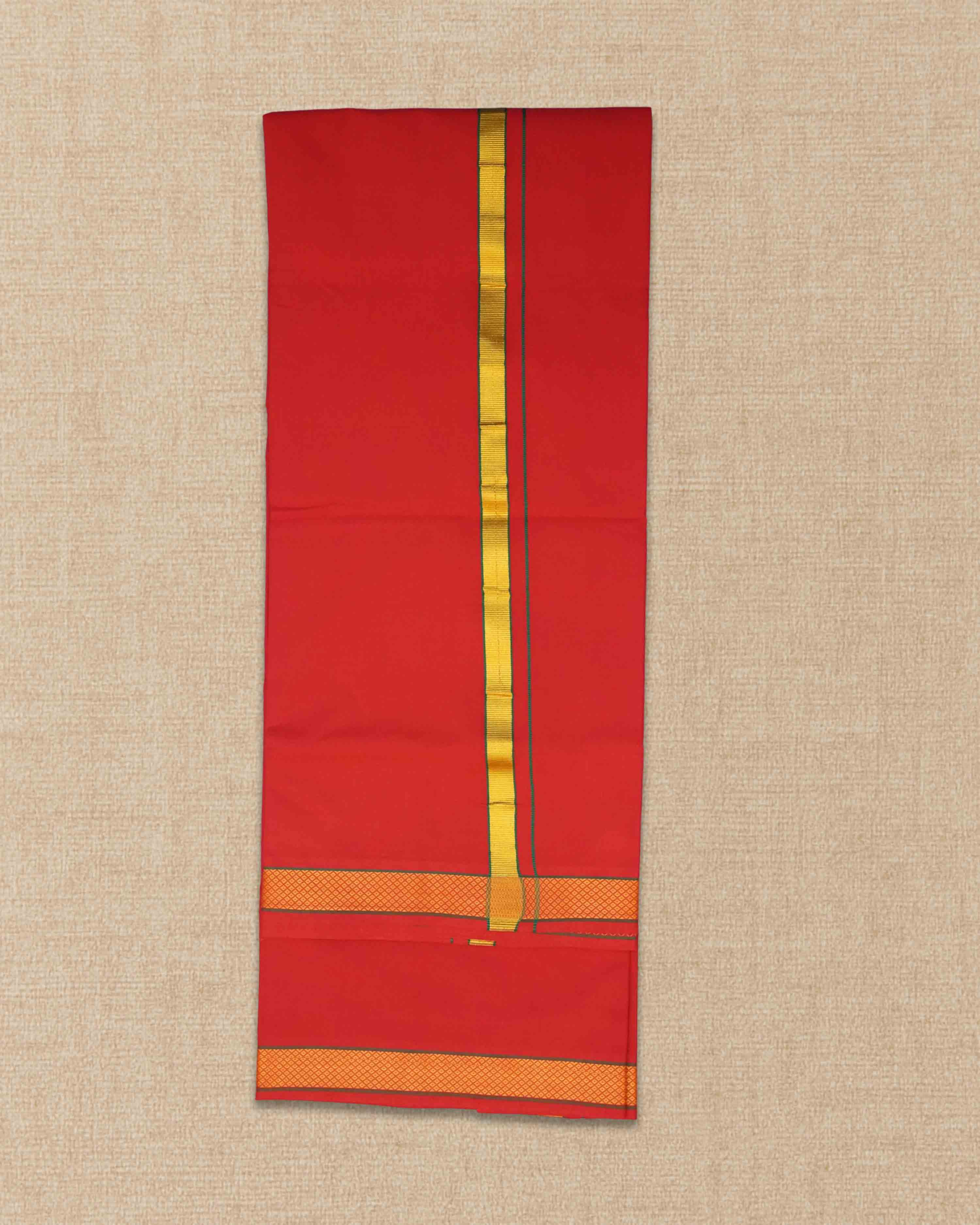 Mens Colour Jari Cotton dhoti for Pooja | 2 Meter Dhoti Activ