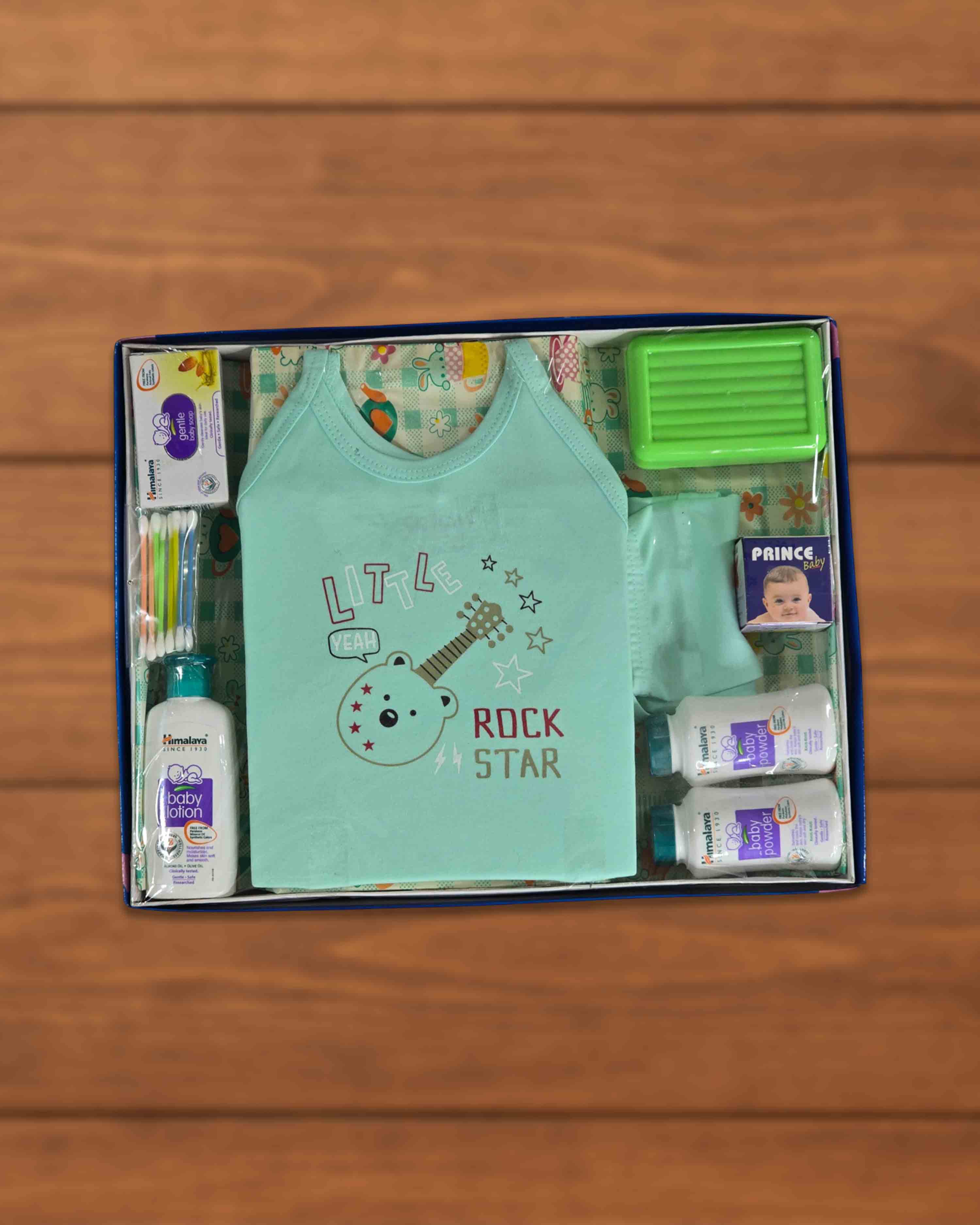 Newborn Gift Set - 7 Pcs Clothing Hamper Baby Gift Set for Newborn 0-3 Months | Bath & Skin Care | Best Gift Set for Unisex Baby