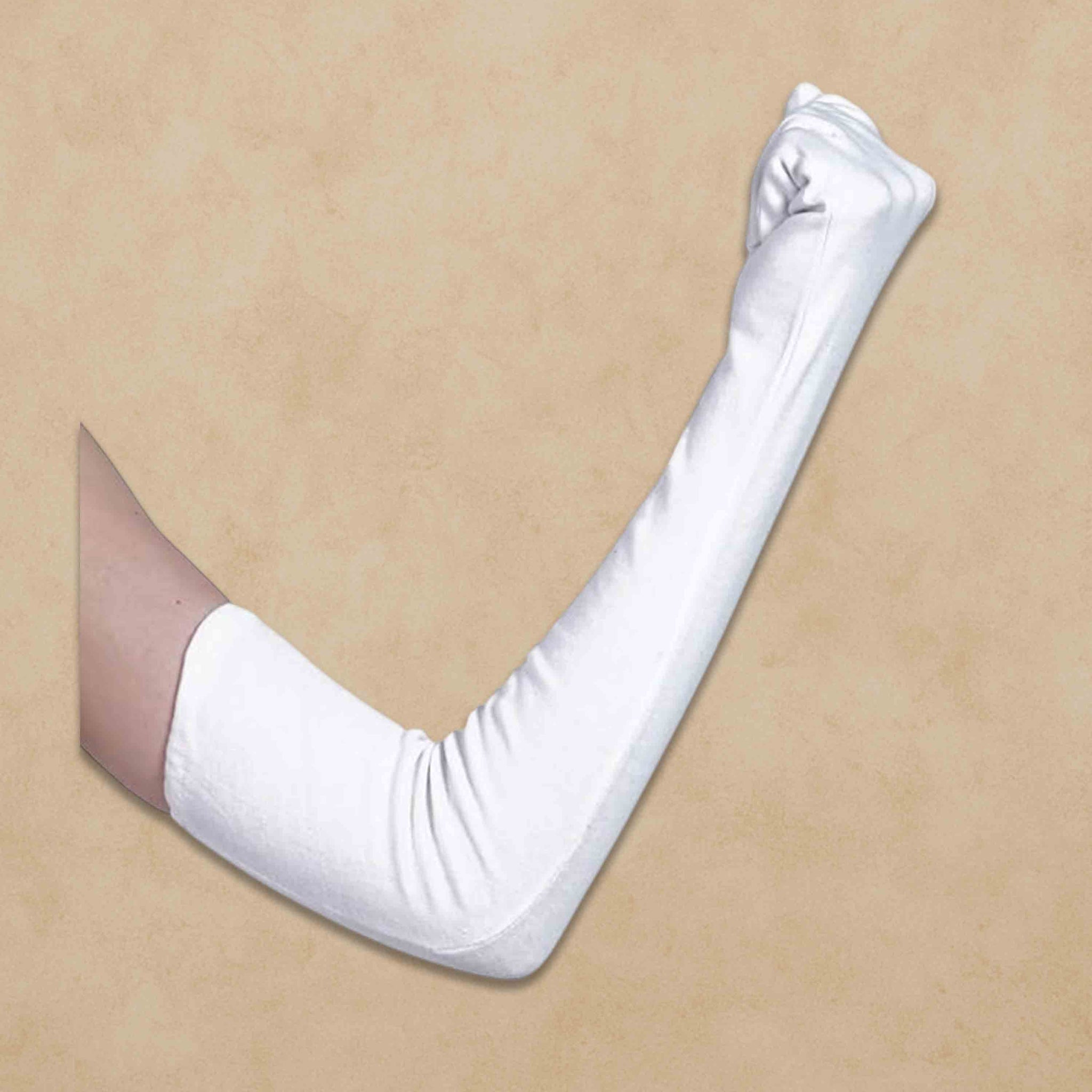 Women's Cotton Arm Sleeves – UV Protection Full Hand Gloves for Pollution and Sun | Perfect for Biking, Driving, Dust, Summer & Outdoor Use - White