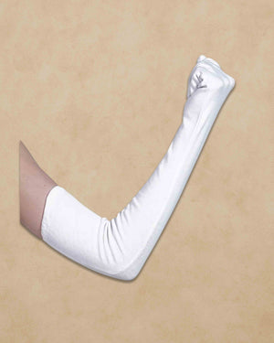 Women's Cotton Arm Sleeves – UV Protection Full Hand Gloves for Pollution and Sun | Perfect for Biking, Driving, Dust, Summer & Outdoor Use - White