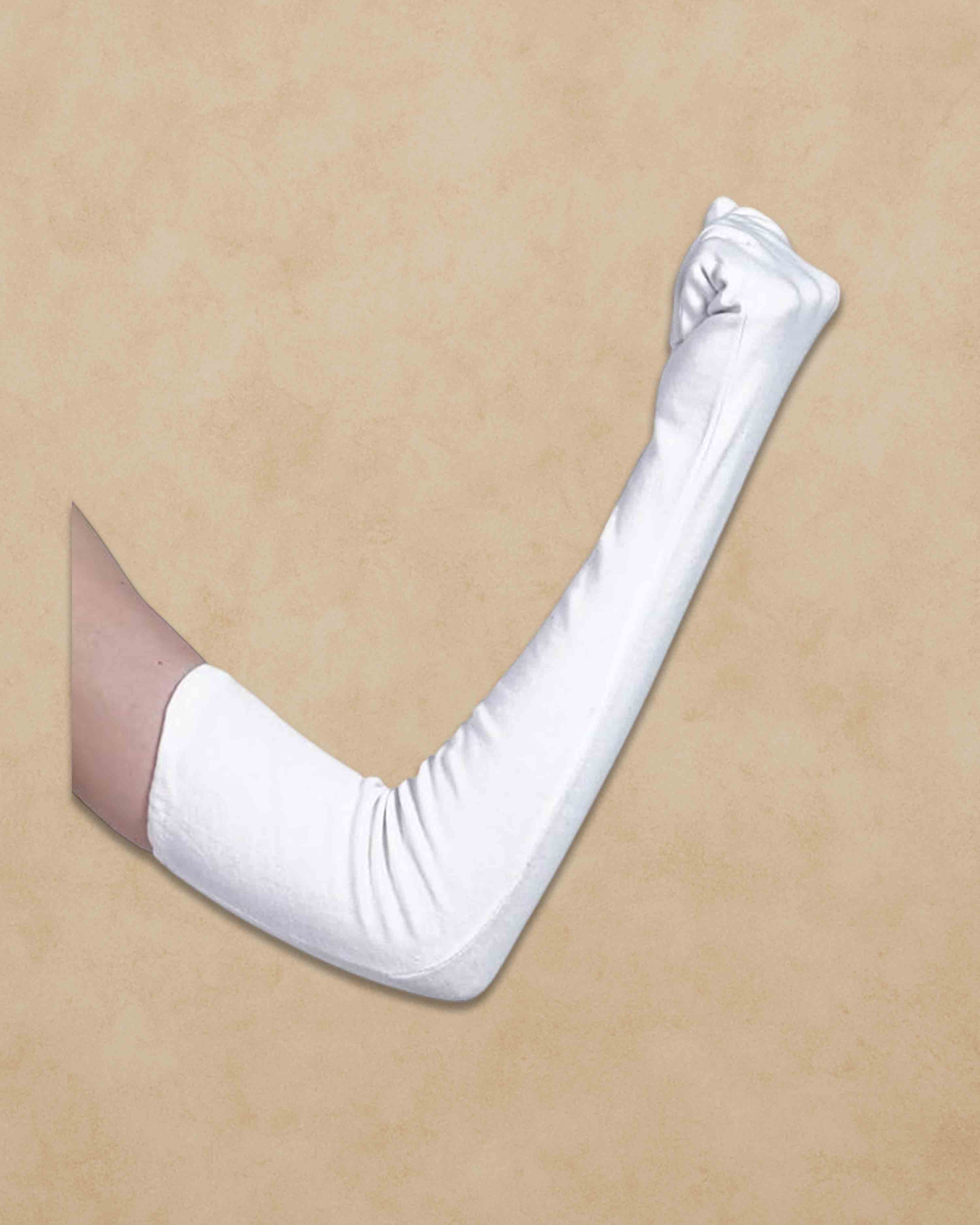 Women's Cotton Arm Sleeves – UV Protection Full Hand Gloves for Pollution and Sun | Perfect for Biking, Driving, Dust, Summer & Outdoor Use - White