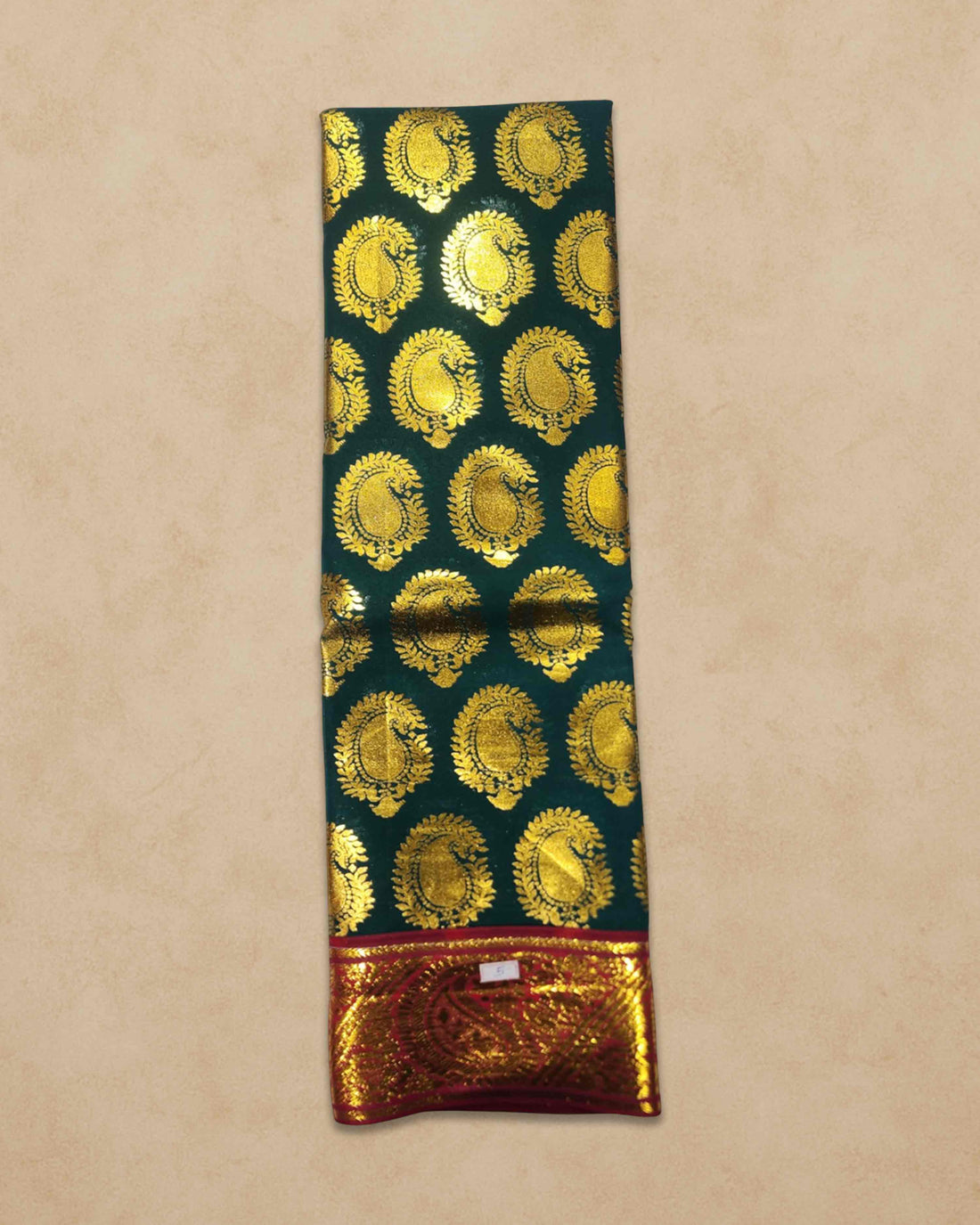 Swamy Printed Pudavai, Temple Sarees, Temple Sarees, Amman Pudavai, Amman Saree, 5.0 Meters - Bottle green