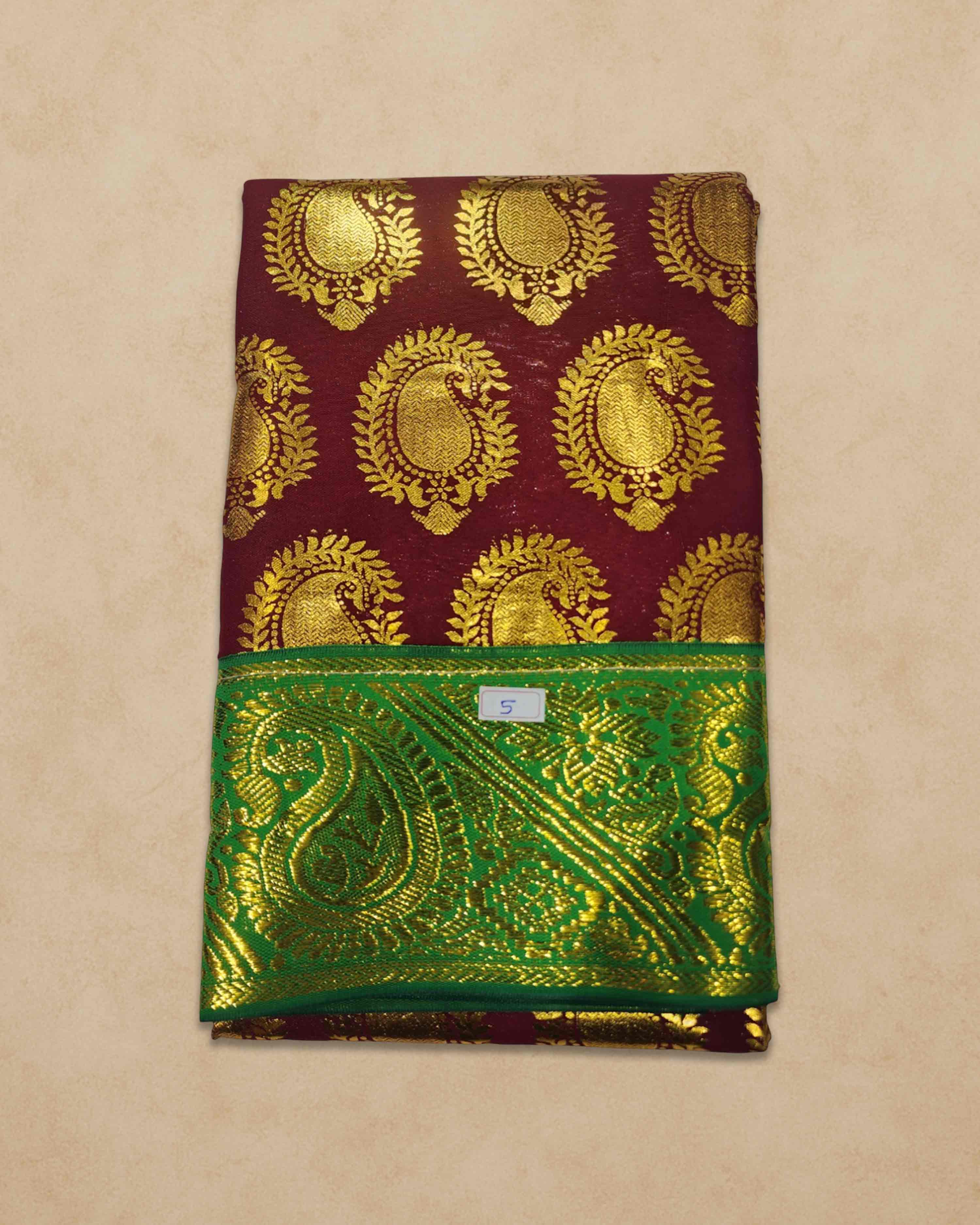 Swamy Printed Pudavai, Temple Sarees, Temple Sarees, Amman Pudavai, Amman Saree, 5.0 Meters - Maroon