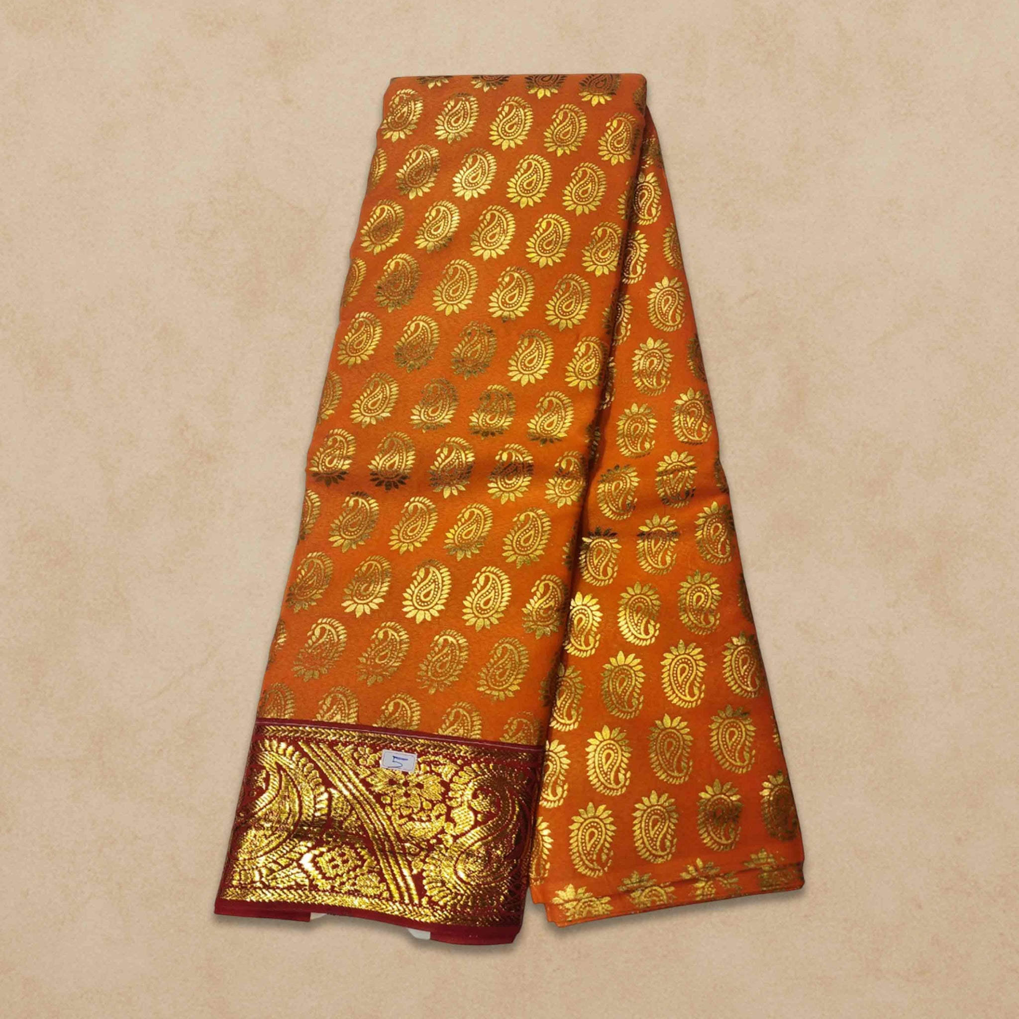 Swamy Printed Pudavai, Temple Sarees, Temple Sarees, Amman Pudavai, Amman Saree, 5.0 Meters - Musturd