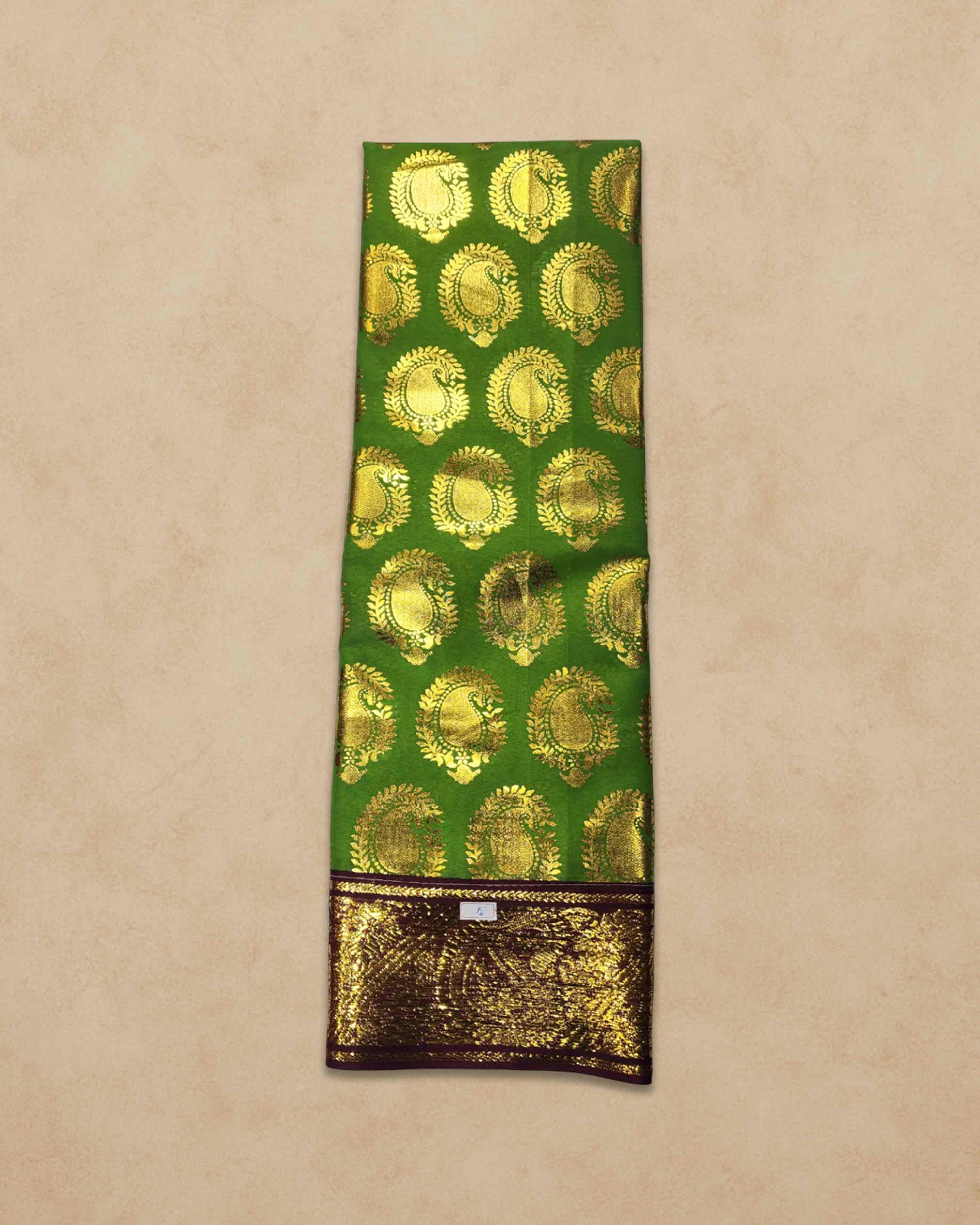 Swamy Printed Pudavai, Temple Sarees, Temple Sarees, Amman Pudavai, Amman Saree, 5.0 Meters - Parrot green