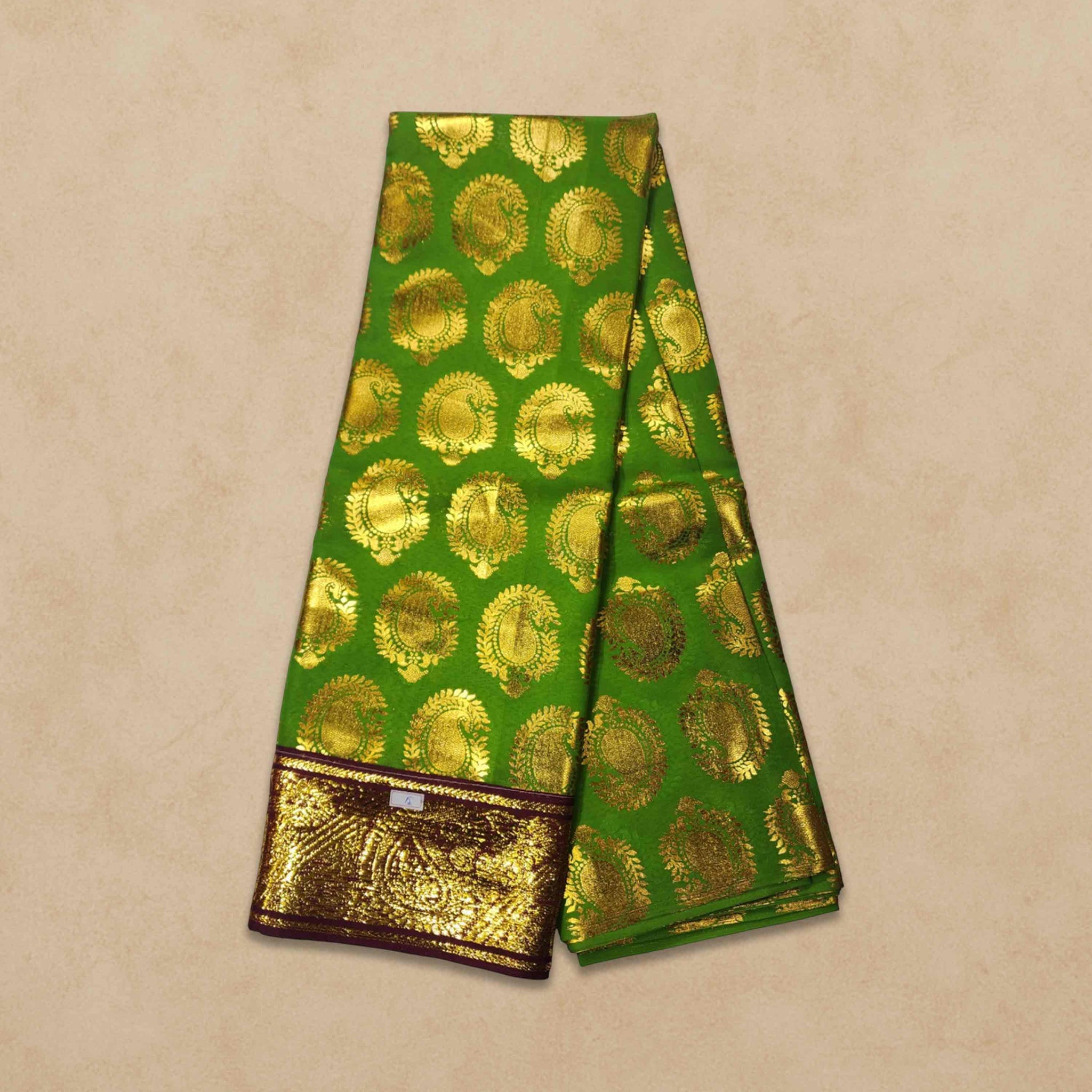 Swamy Printed Pudavai, Temple Sarees, Temple Sarees, Amman Pudavai, Amman Saree, 5.0 Meters - Parrot green