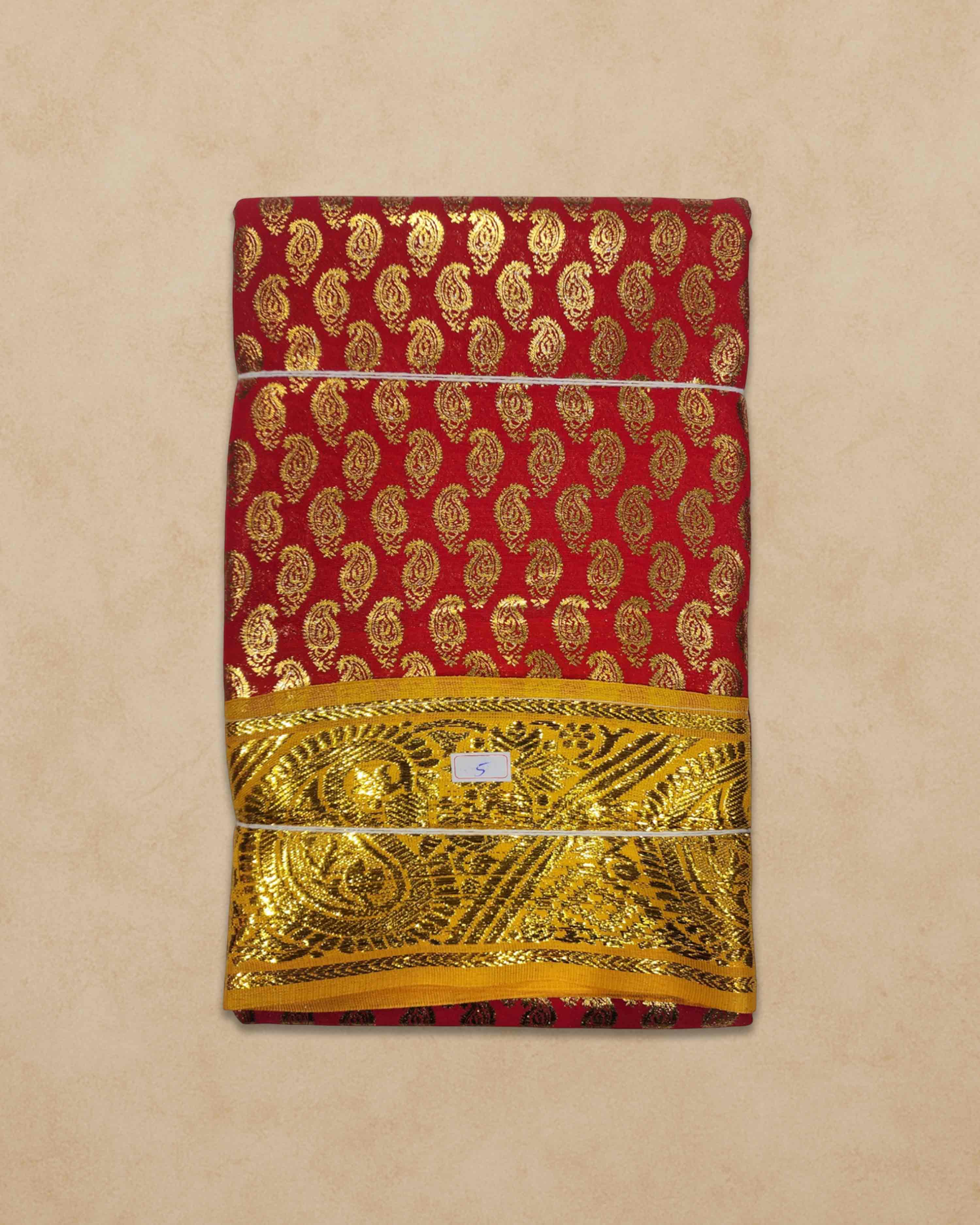 Swamy Printed Pudavai, Temple Sarees, Temple Sarees, Amman Pudavai, Amman Saree, 5.0 Meters - Red