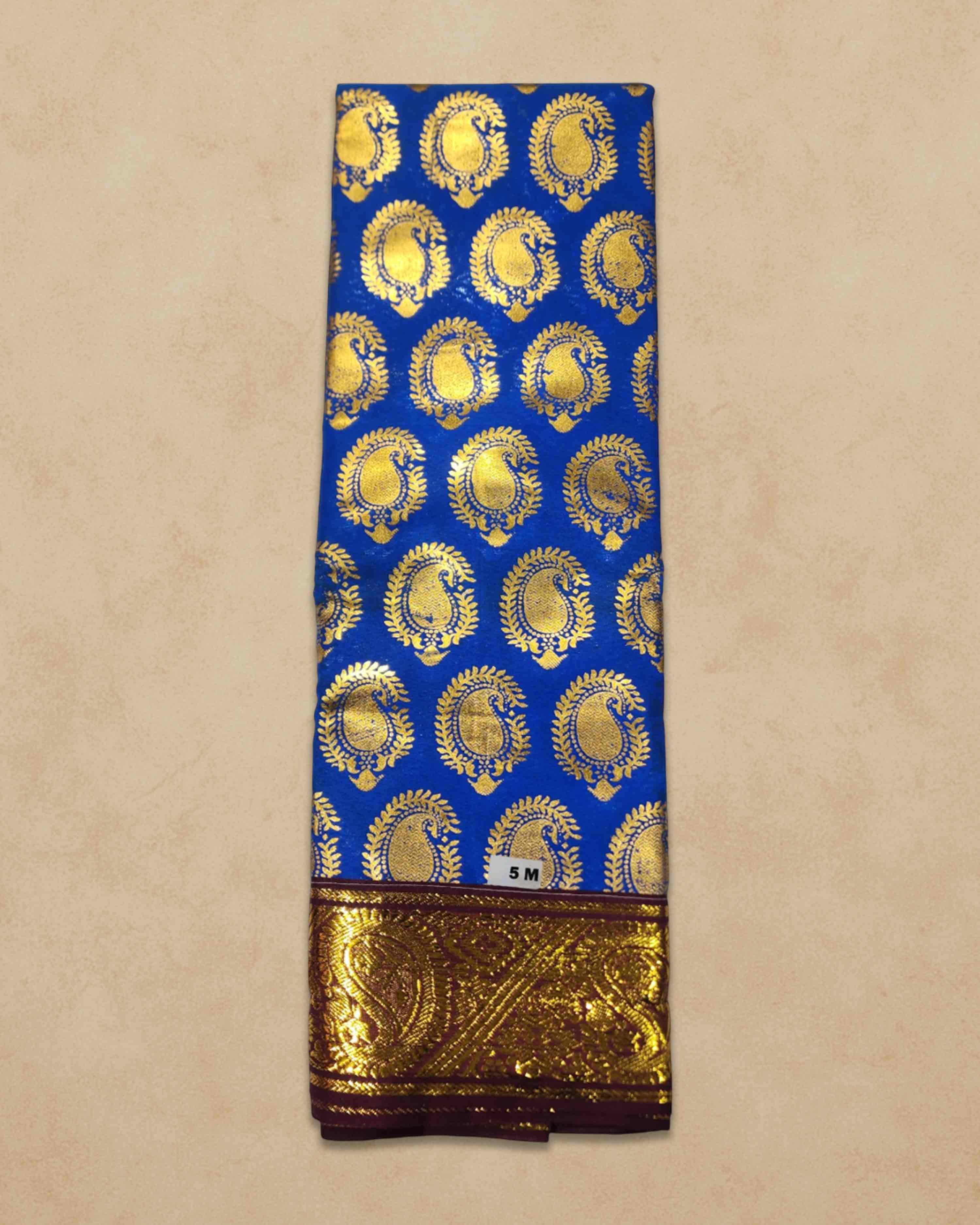 Swamy Printed Pudavai, Temple Sarees, Temple Sarees, Amman Pudavai, Amman Saree, 5.0 Meters - Royal blue