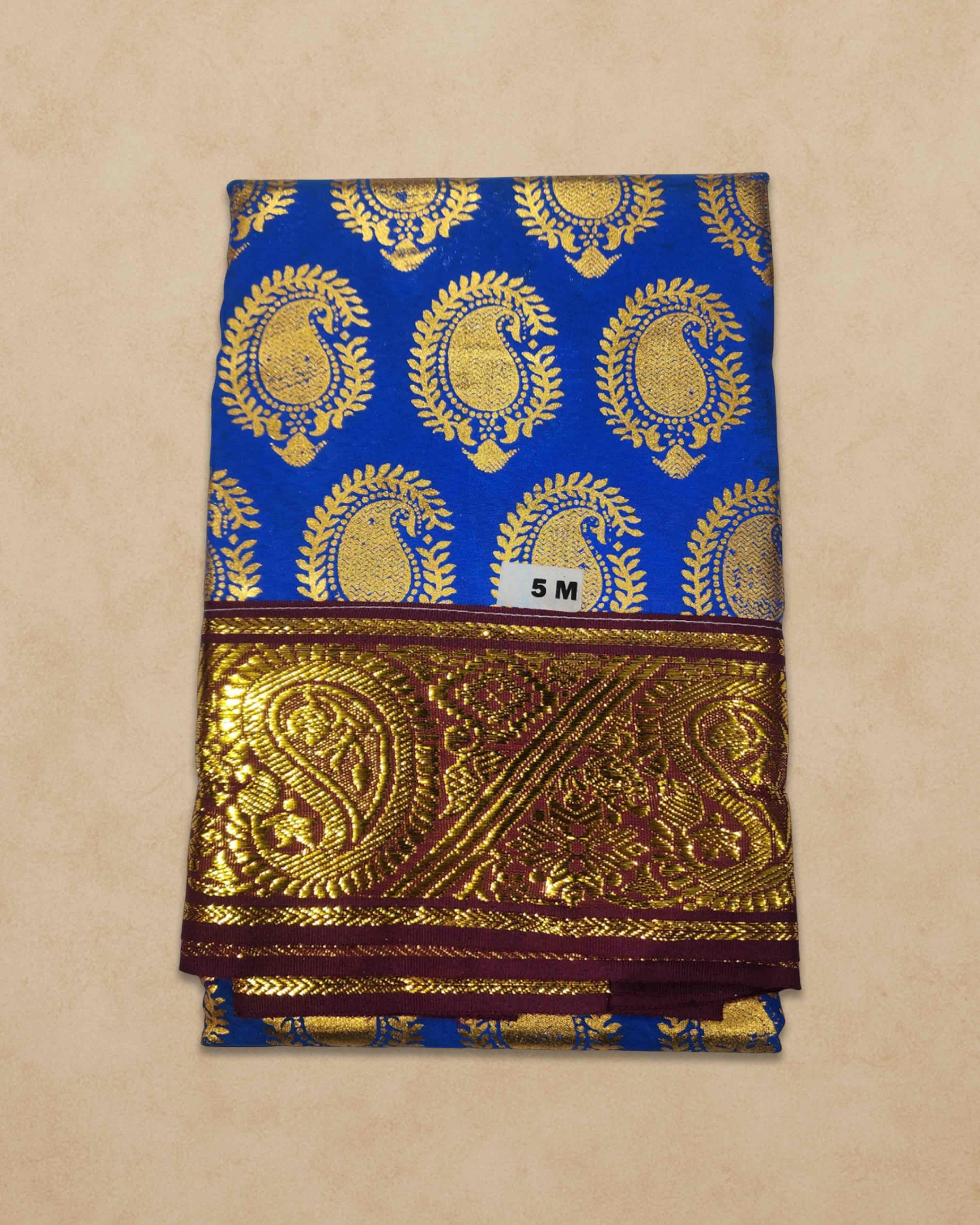 Swamy Printed Pudavai, Temple Sarees, Temple Sarees, Amman Pudavai, Amman Saree, 5.0 Meters - Royal blue