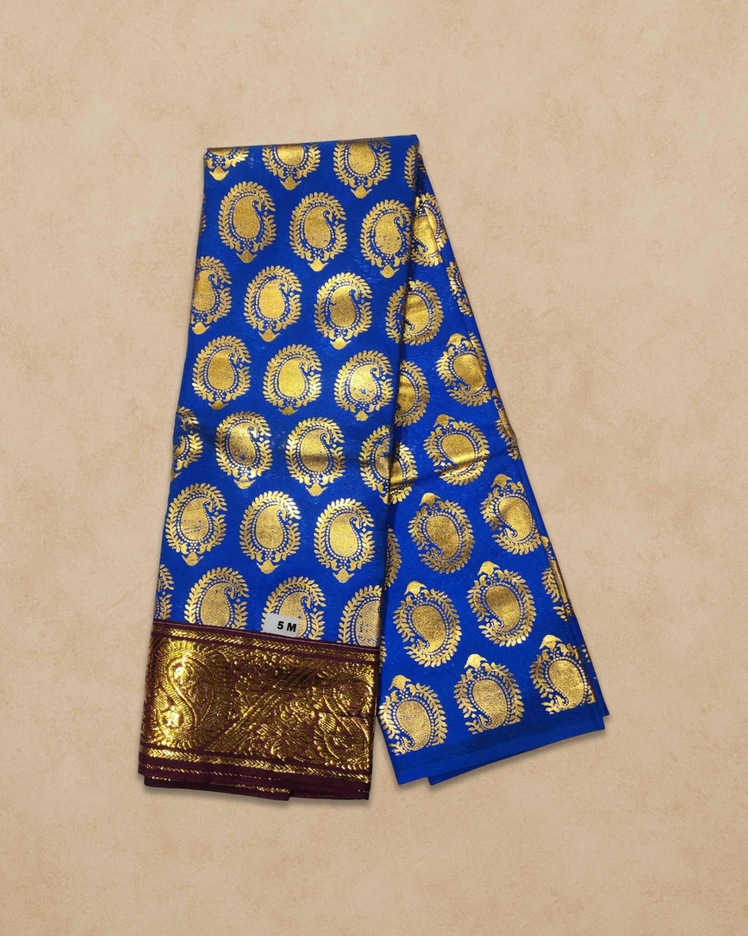 Swamy Printed Pudavai, Temple Sarees, Temple Sarees, Amman Pudavai, Amman Saree, 5.0 Meters - Royal blue