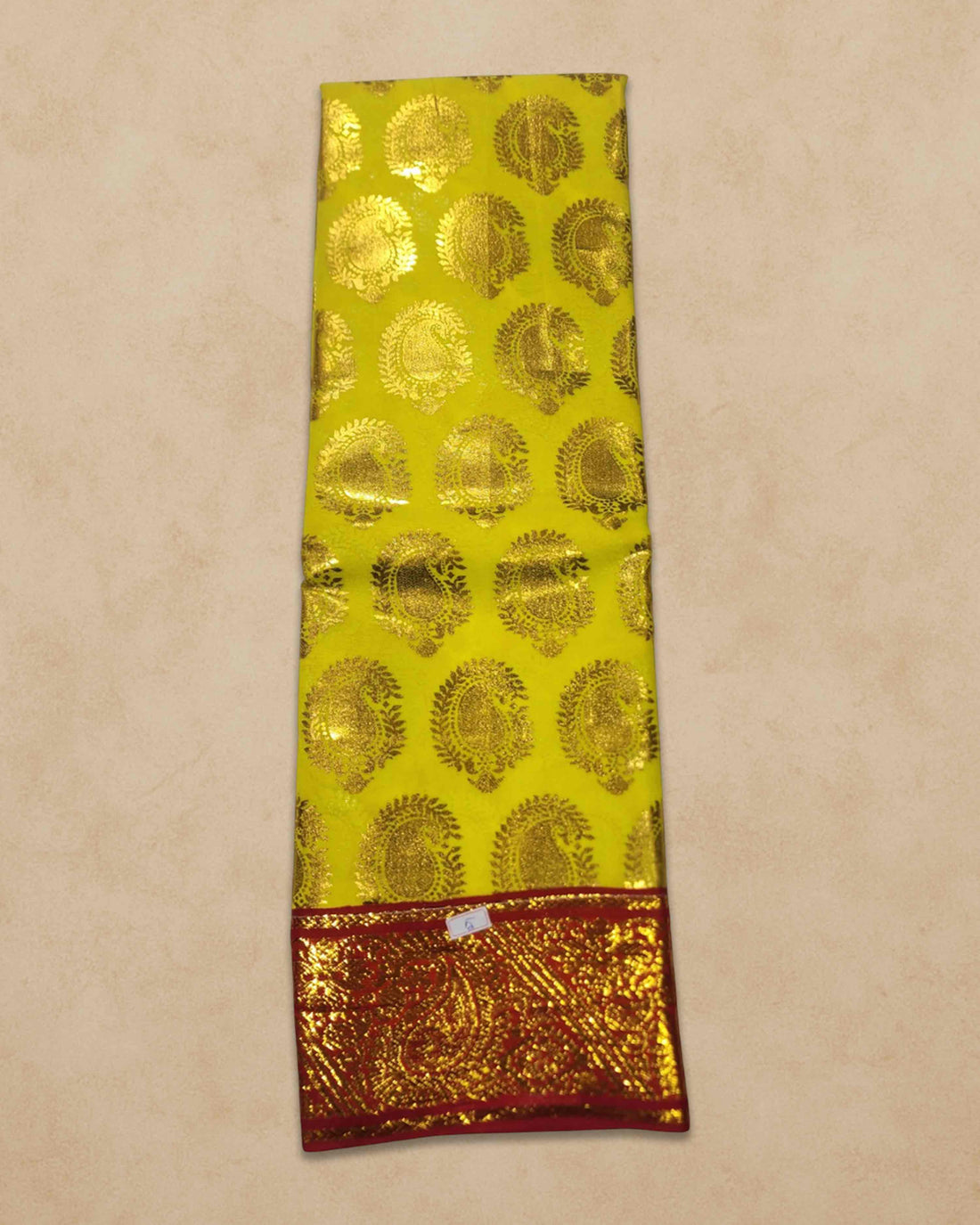Swamy Printed Pudavai, Temple Sarees, Temple Sarees, Amman Pudavai, Amman Saree, 5.0 Meters - Yellow