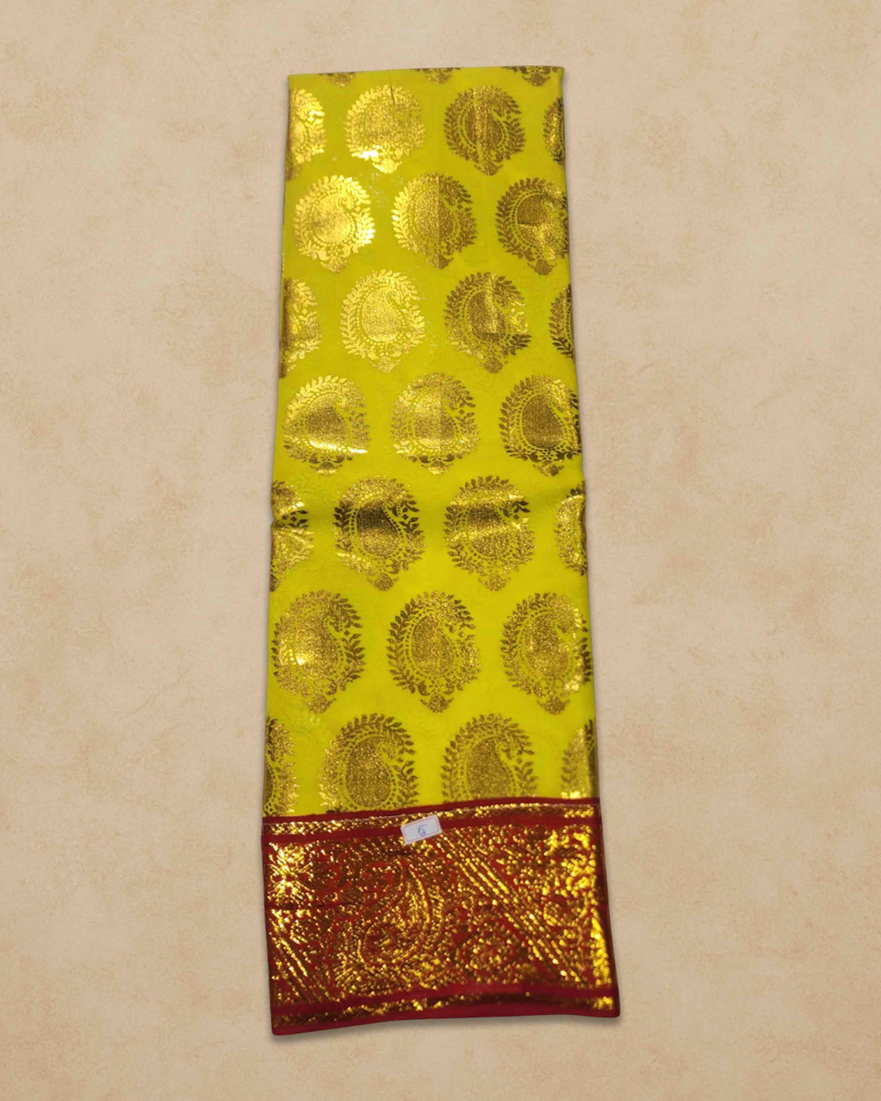 Swamy Printed Pudavai, Temple Sarees, Temple Sarees, Amman Pudavai, Amman Saree, 5.0 Meters - Yellow