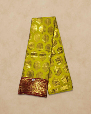 Swamy Printed Pudavai, Temple Sarees, Temple Sarees, Amman Pudavai, Amman Saree, 5.0 Meters - Yellow