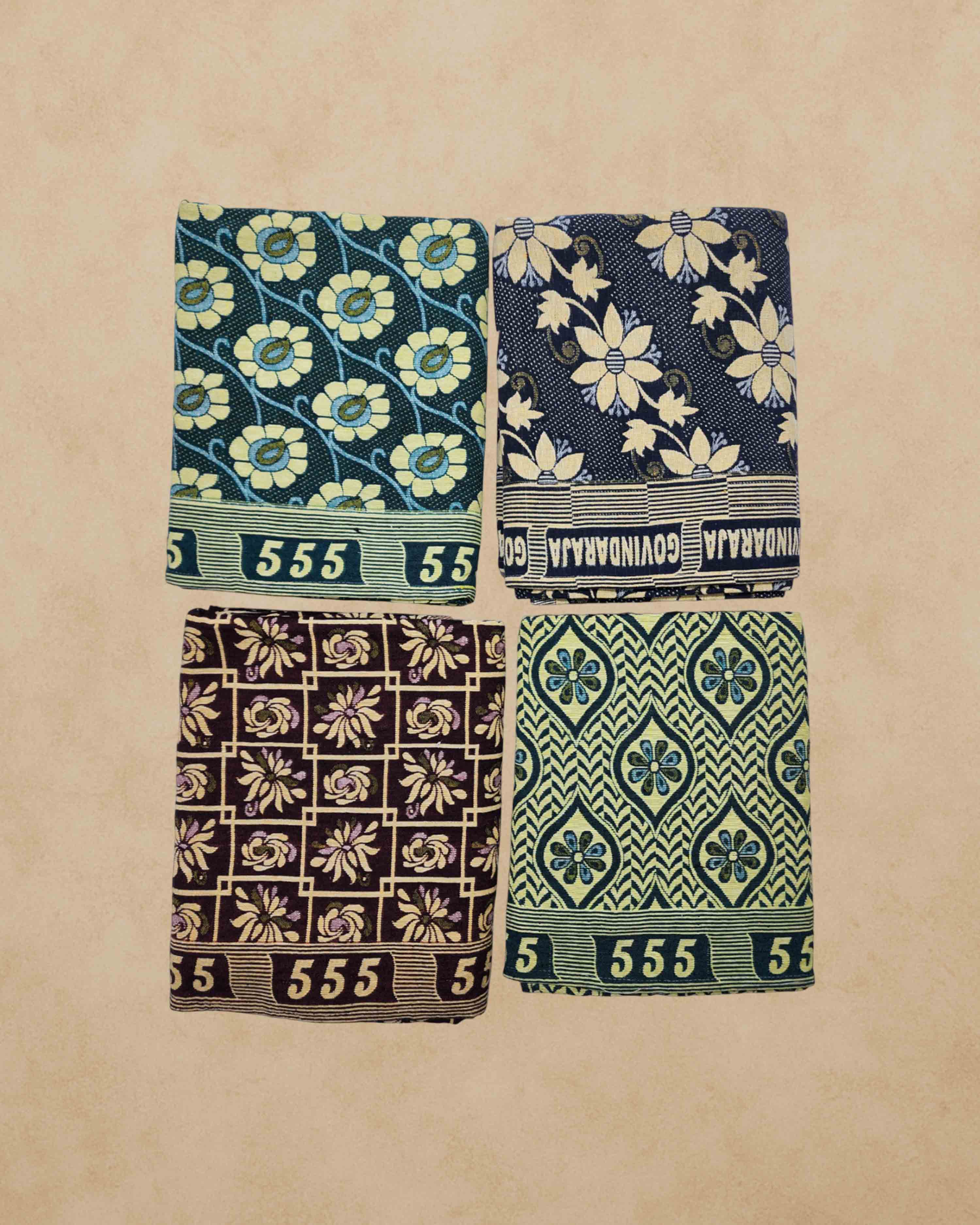 Govindraj Bedsheets Cotton 300 Tc Solapur Chaddar Blanket (60" X 90"- Multicolor)
