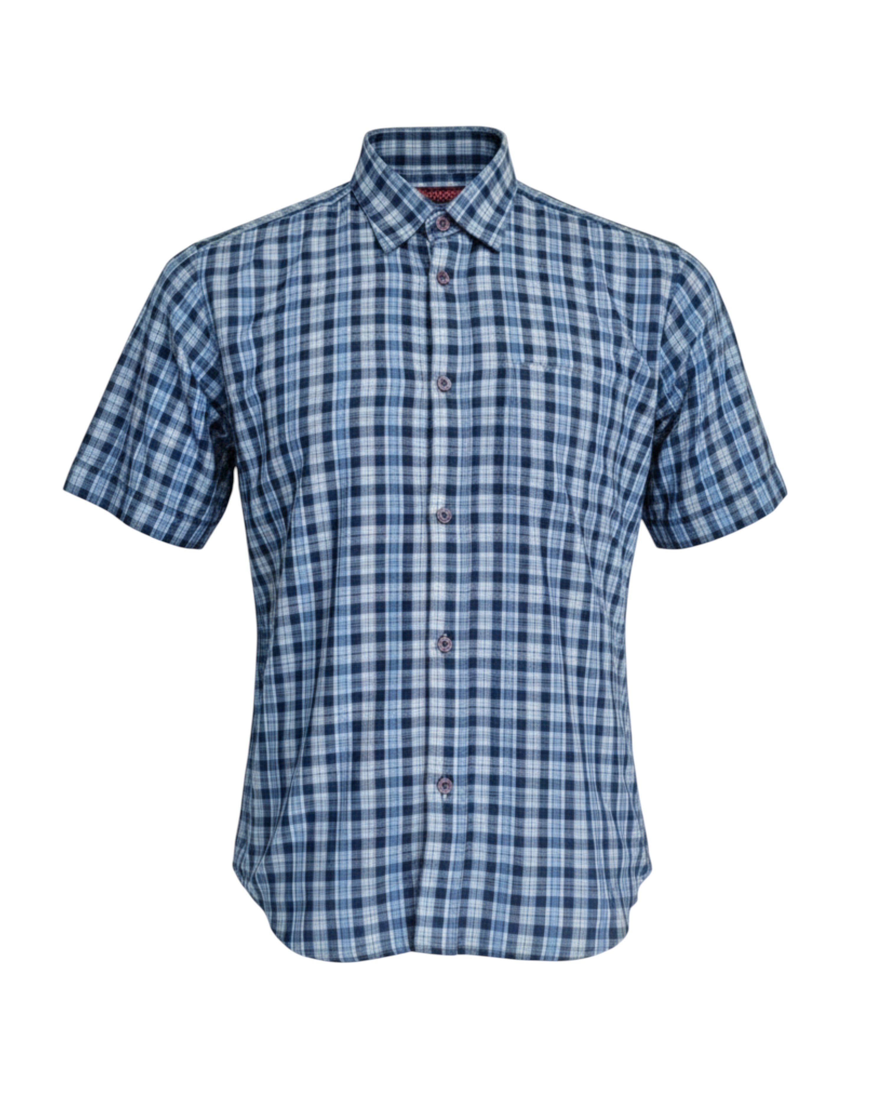 School Uniform Half Sleeve Shirt, Formal Shirt for Boys, Readymade Stitched, Blue Checks, TN Std 11-12