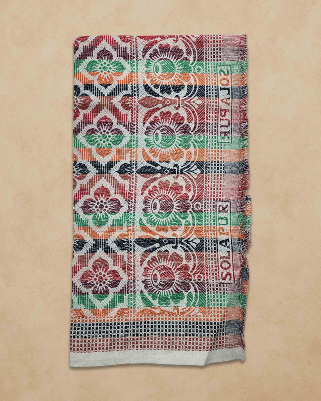 AMBIKA Stores Cotton Single Size 300 TC Solapur Chaddar Blanket, Multy Colour, Pack of 1, Skinfriendly