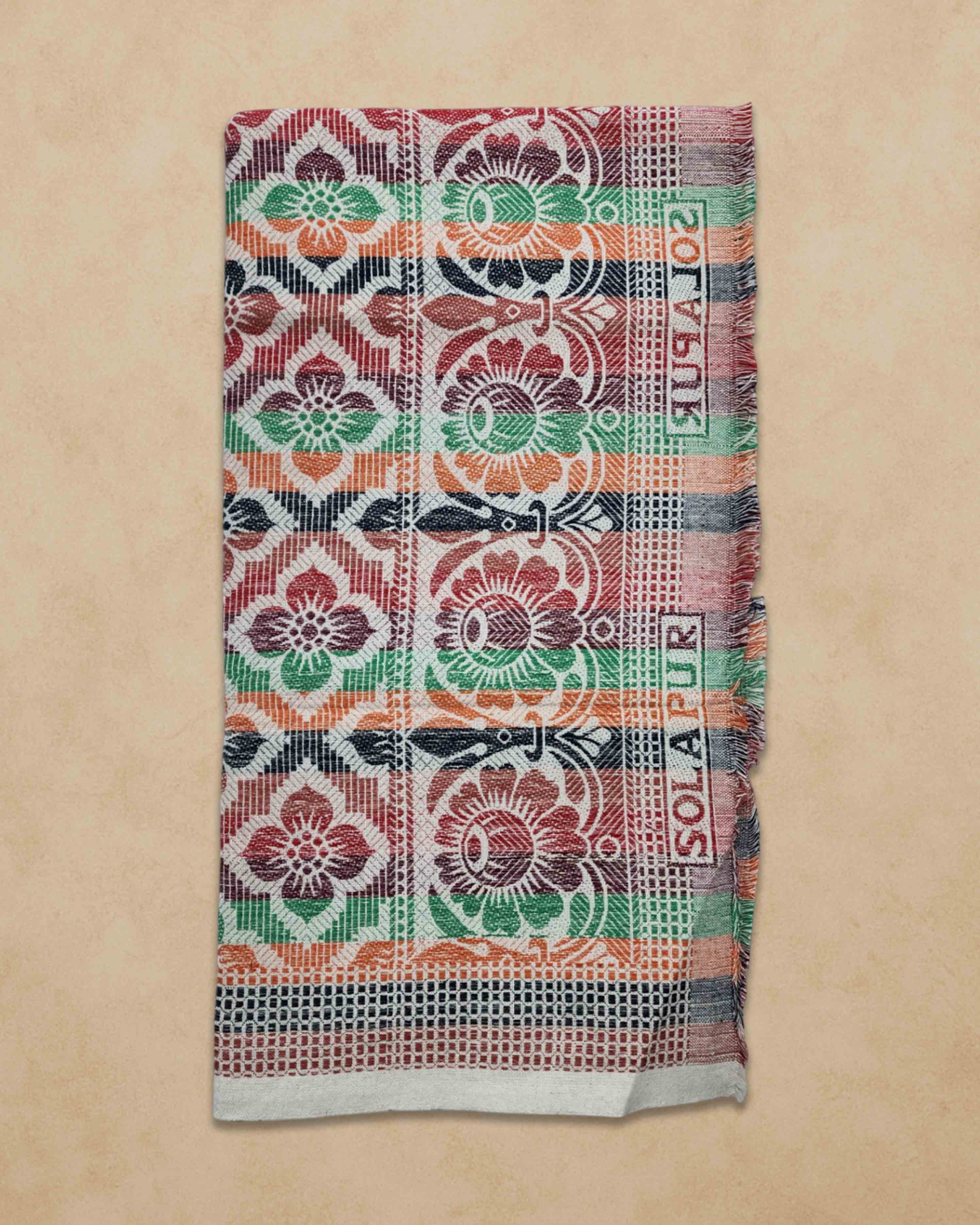 Cotton Single Size 300 TC Solapur Chaddar Blanket, Multy Colour, Pack of 1, Skinfriendly