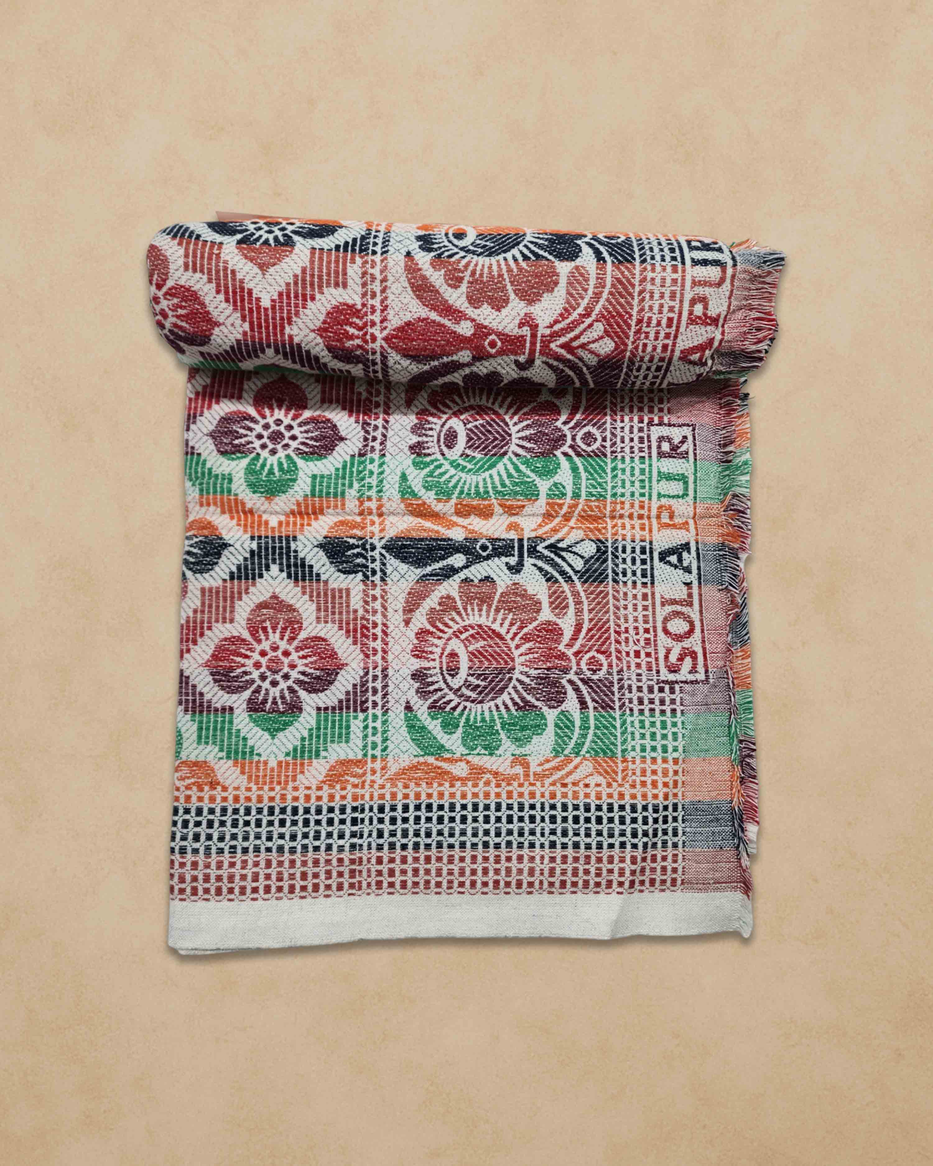 Cotton Single Size 300 TC Solapur Chaddar Blanket, Multy Colour, Pack of 1, Skinfriendly