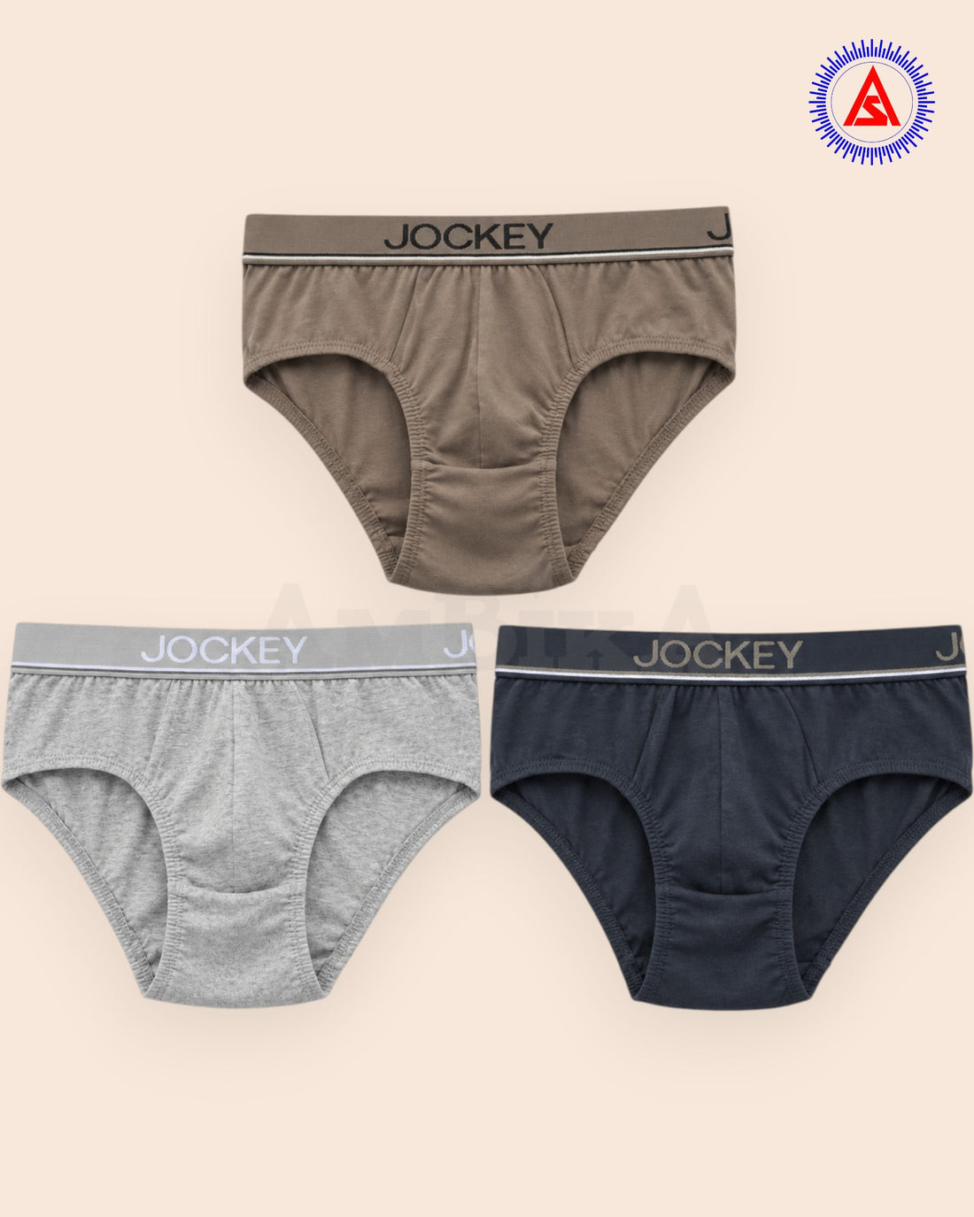 Jockey 8037 assorted cotton briefs in brown grey and navy blue