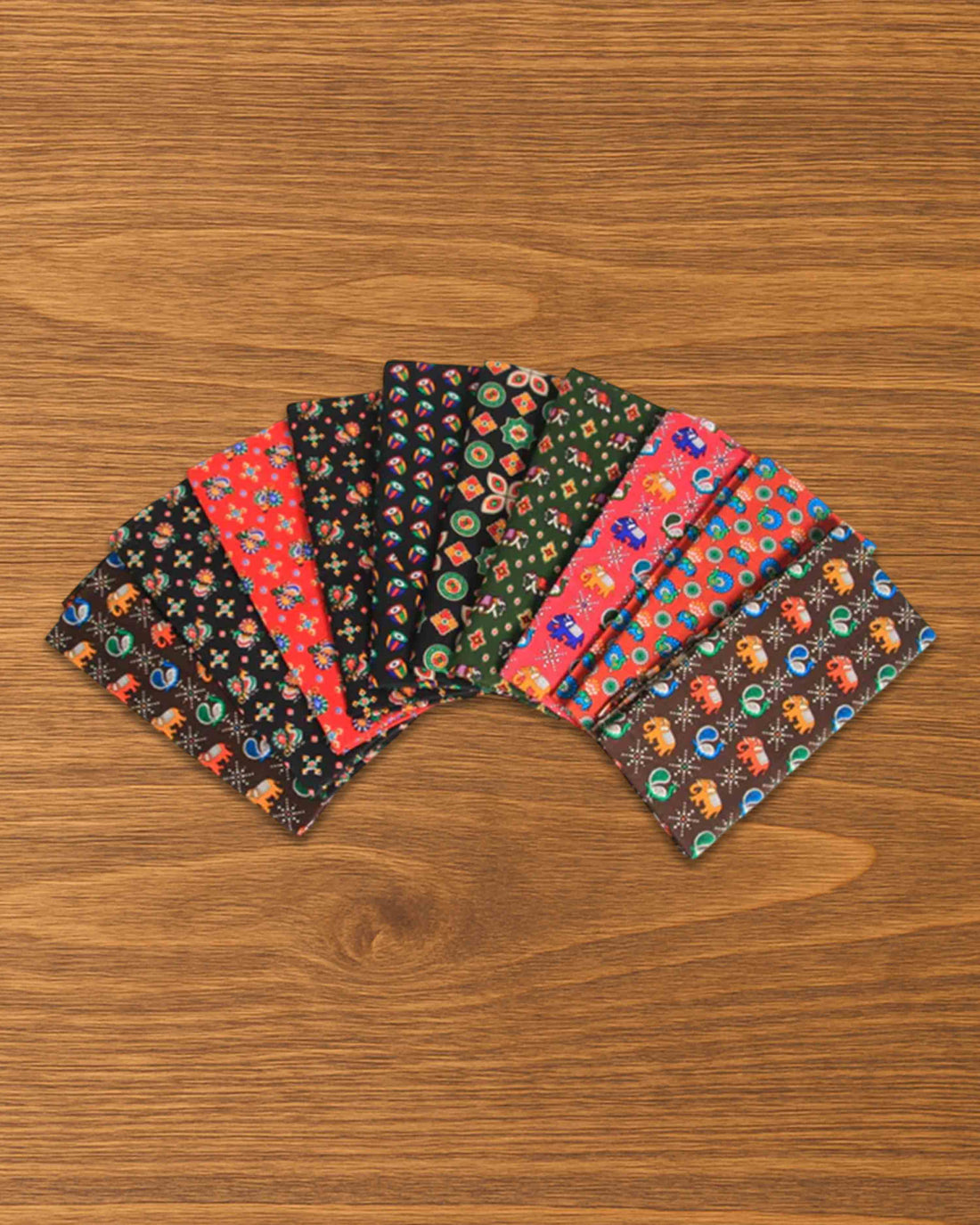 Kalamkari Blouse Piece Material 1 metre | Multicolour Print Set of 10