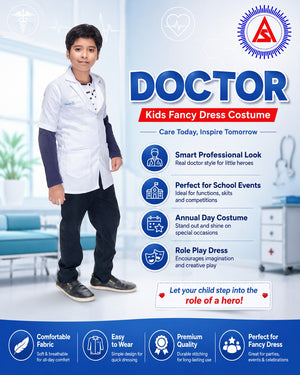 Kids Doctor Fancy Dress Costume – White Lab Coat for Boys & Girls | School Role Play