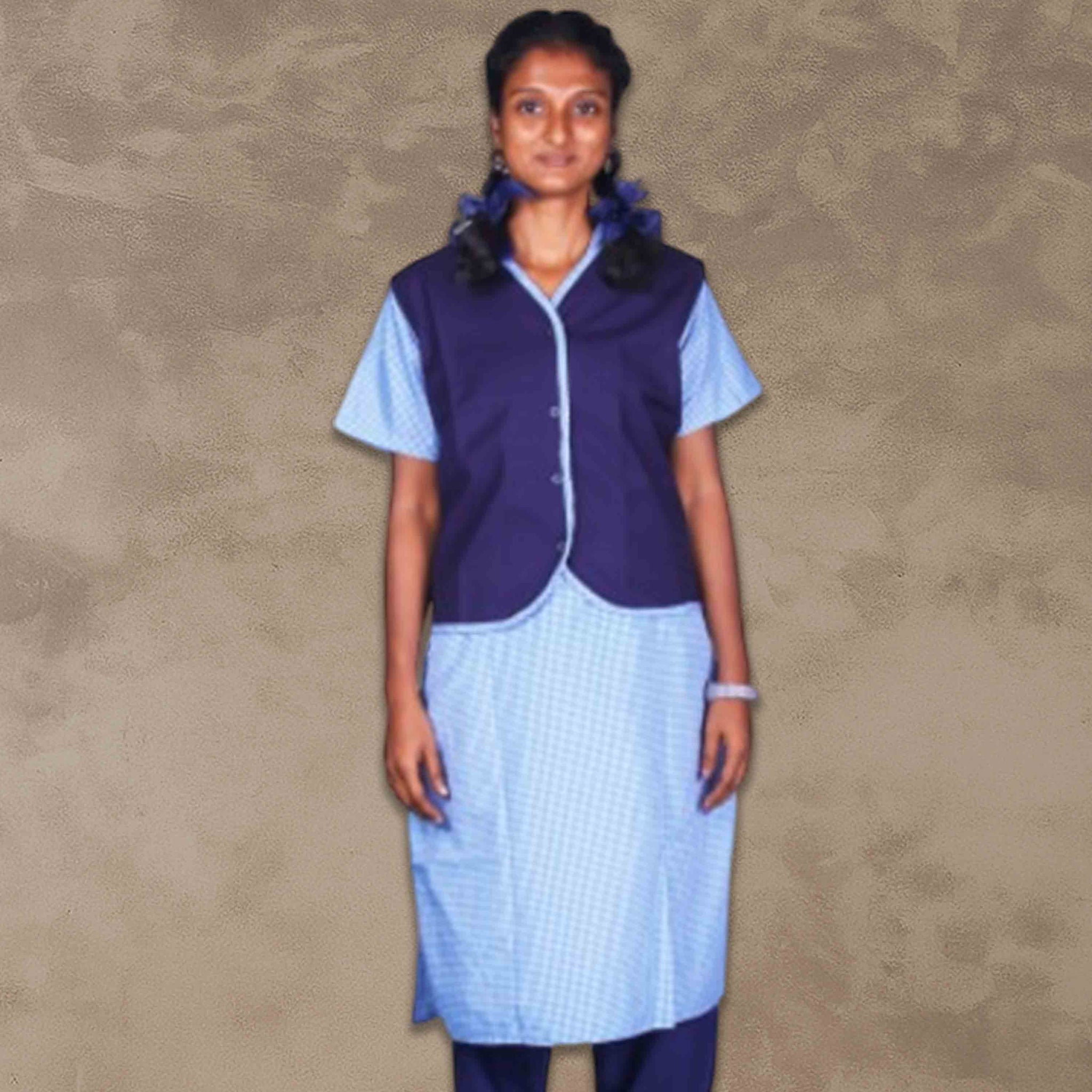 Girls School Uniform Kamiz, Jacket With Chudidhar | Readymade Stitched, Regular Fit for Girls - Light Blue