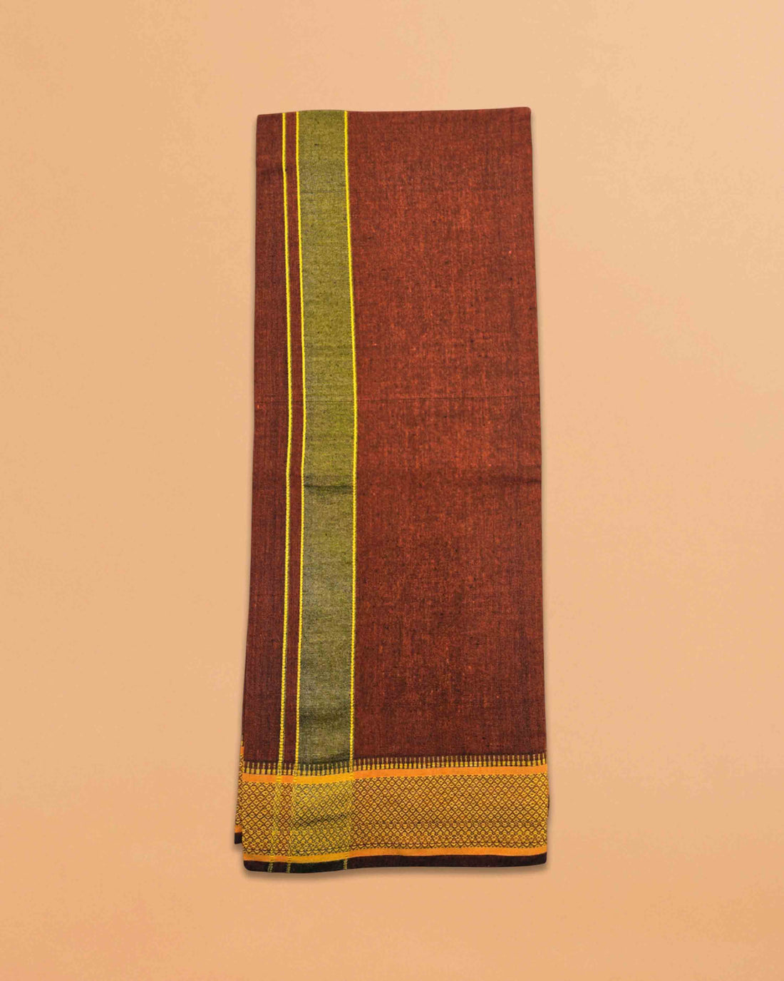 Cotton Color Dhotis for Men | Devotional or Temple Wear Dhoti | Mundu for Men | Padayappa Border Dhoti for Puja, Festivals, Religious and Casual Home Wear- brown