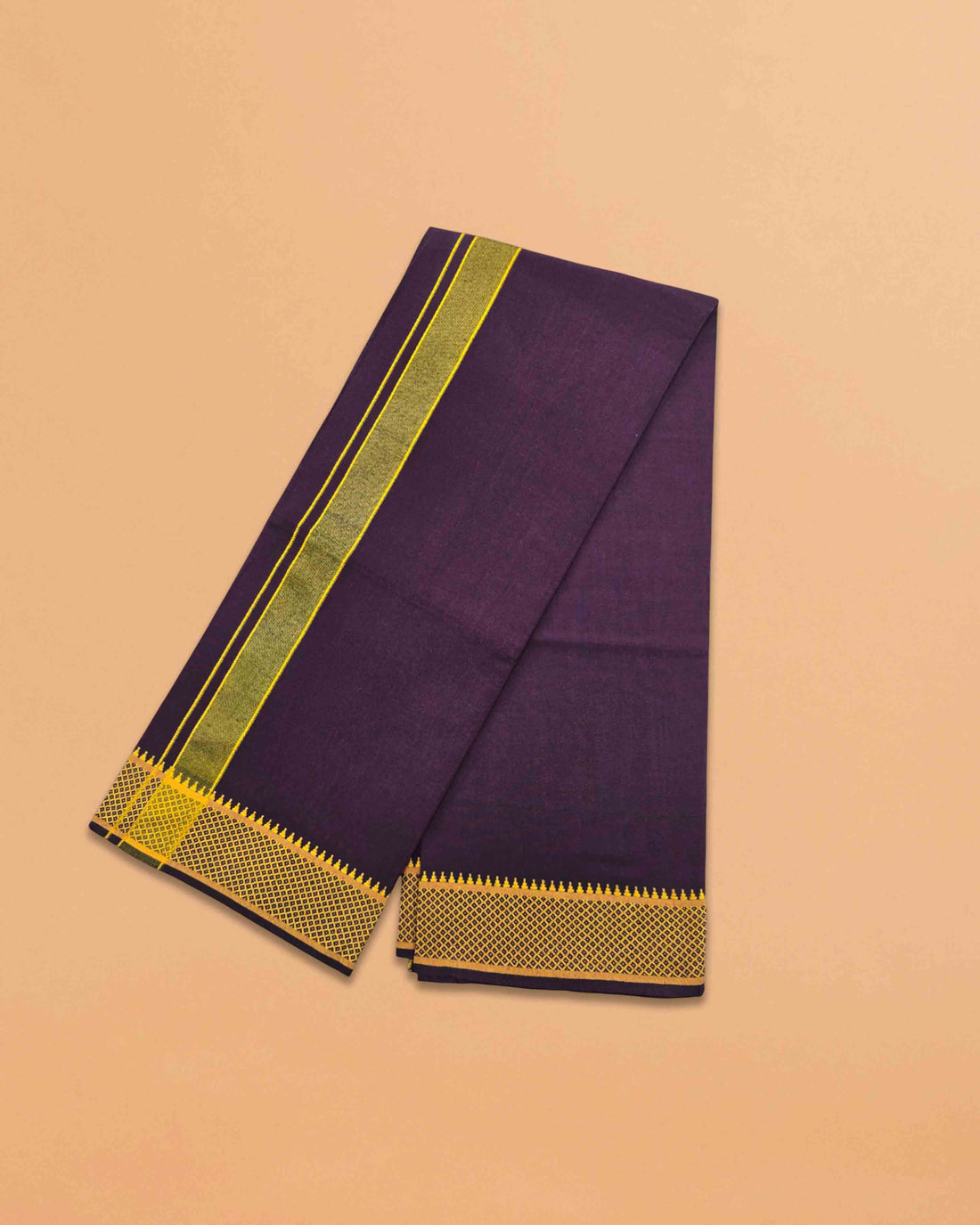 Cotton Color Dhotis for Men | Devotional or Temple Wear Dhoti | Mundu for Men | Padayappa Border Dhoti for Puja, Festivals, Religious and Casual Home Wear - purple